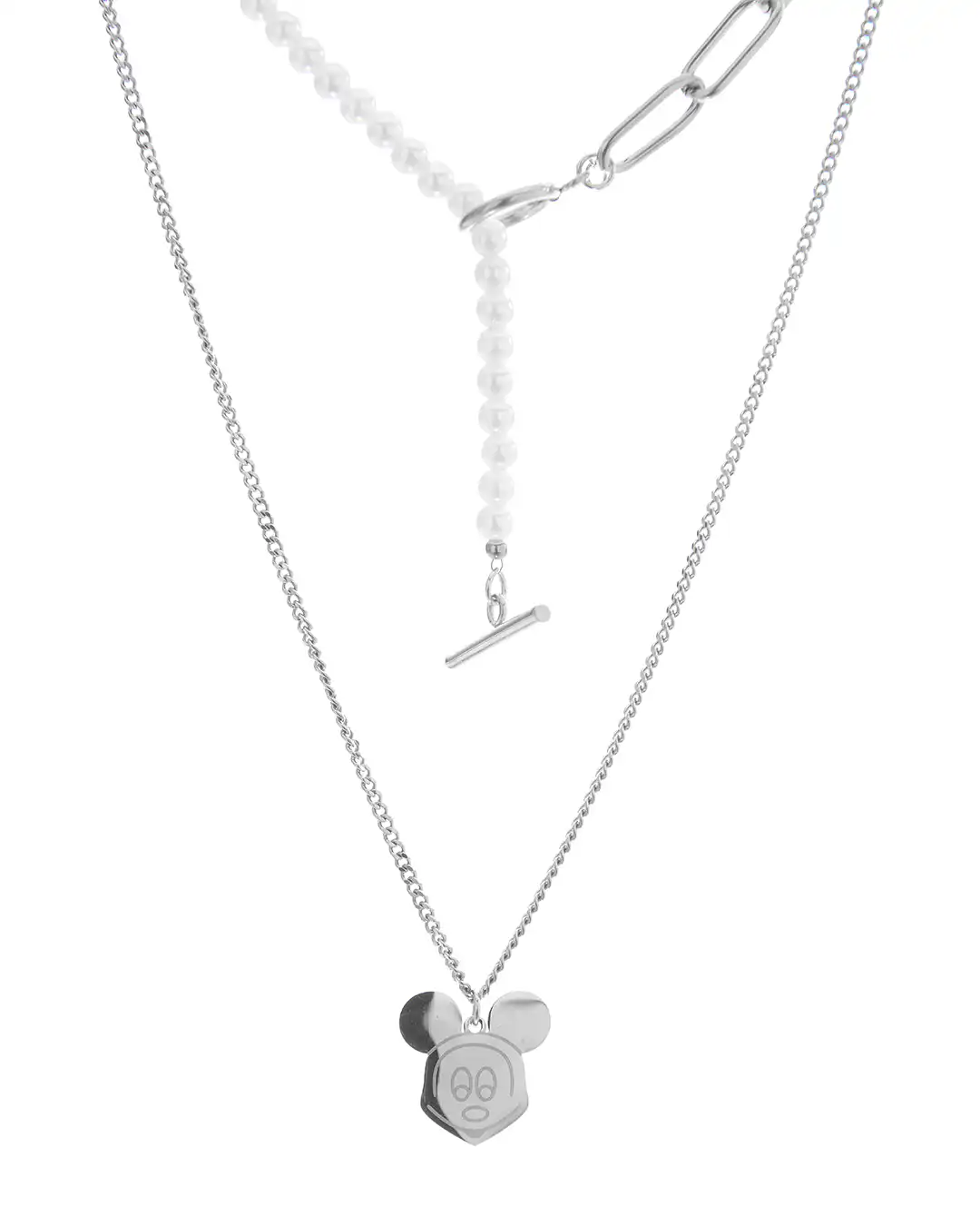 Διπλή αλυσίδα λαιμού Μίκυ MN4324-64 – Ασημί