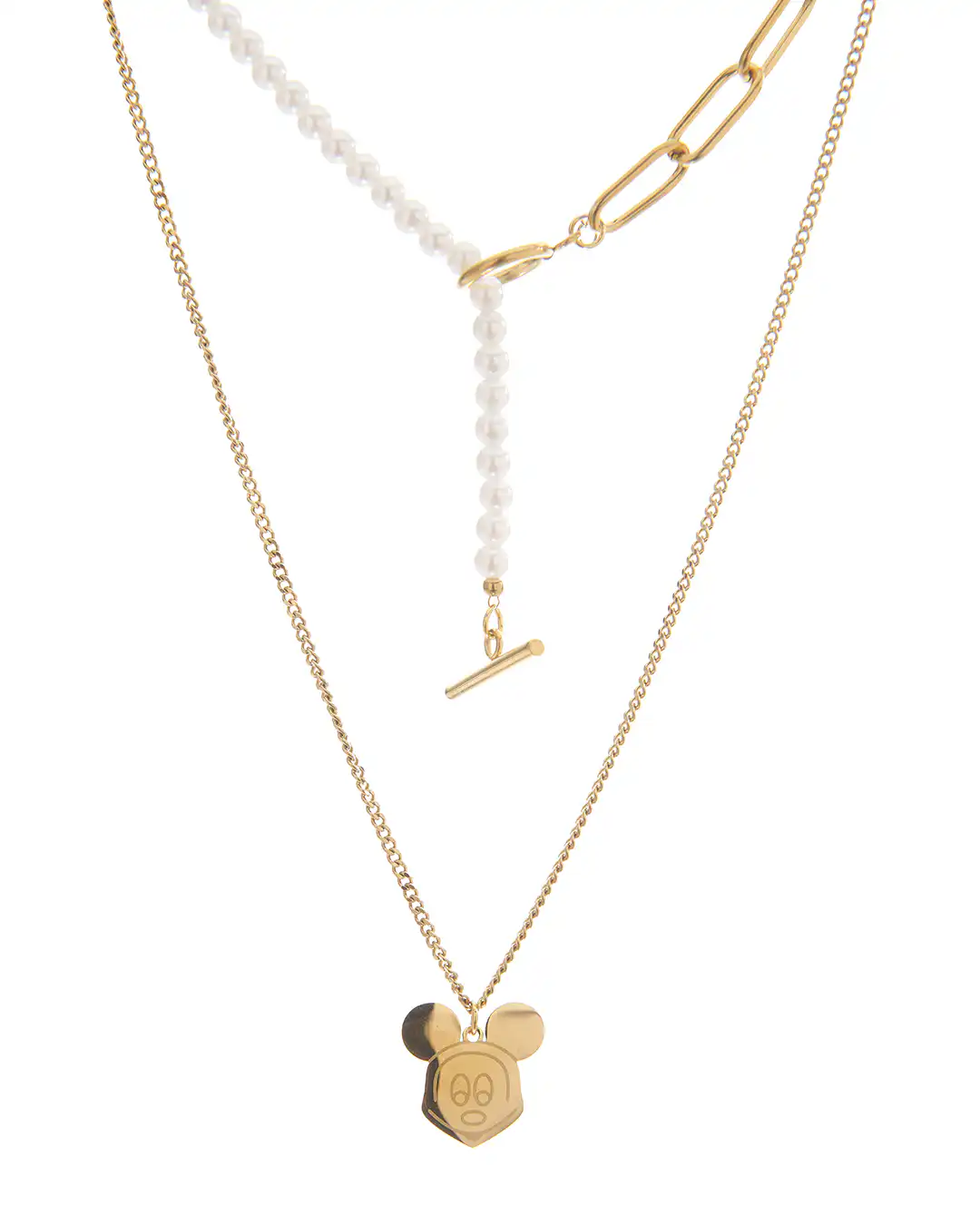 Διπλή αλυσίδα λαιμού Μίκυ MN4324-64 – Χρυσό
