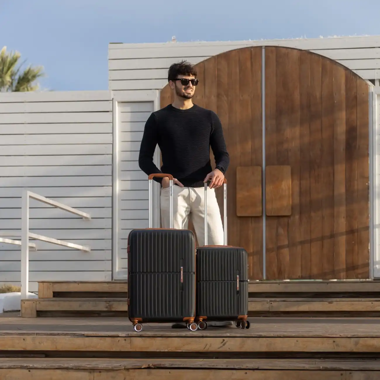 Βαλίτσα σκληρή Newcom (PP) μικρή μεσαία N1596 μαύρο