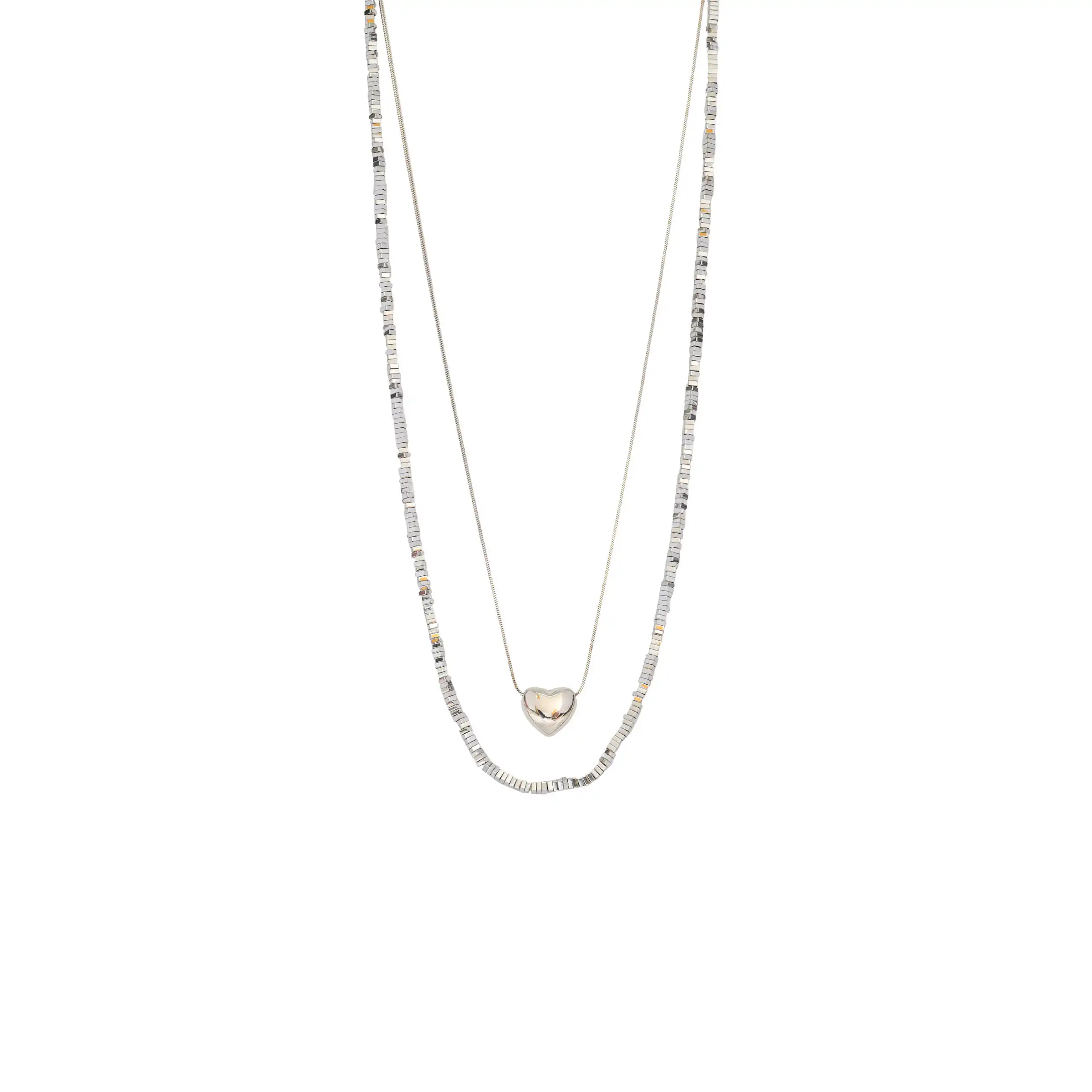 Γυναικείο κολιέ διπλό  με καρδιά 1.2mm