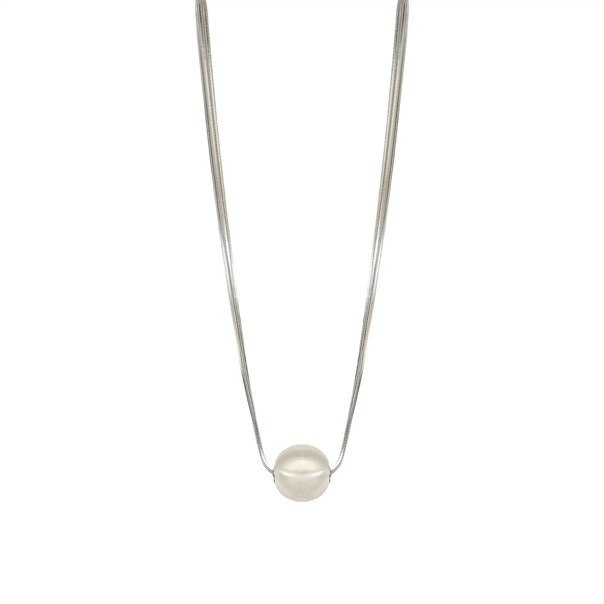 Γυναικείο κολιέ τριπλή αλυσίδα με  μπίλια 2mm