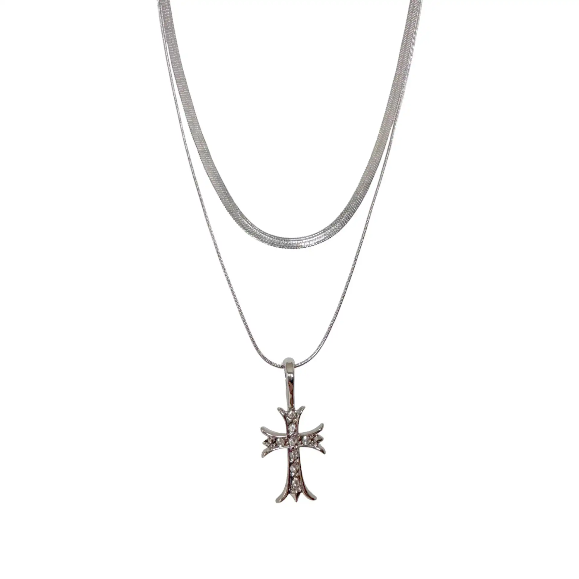 Γυναικείο κολιέ διπλή αλυσίδα με σταυρό 29mm