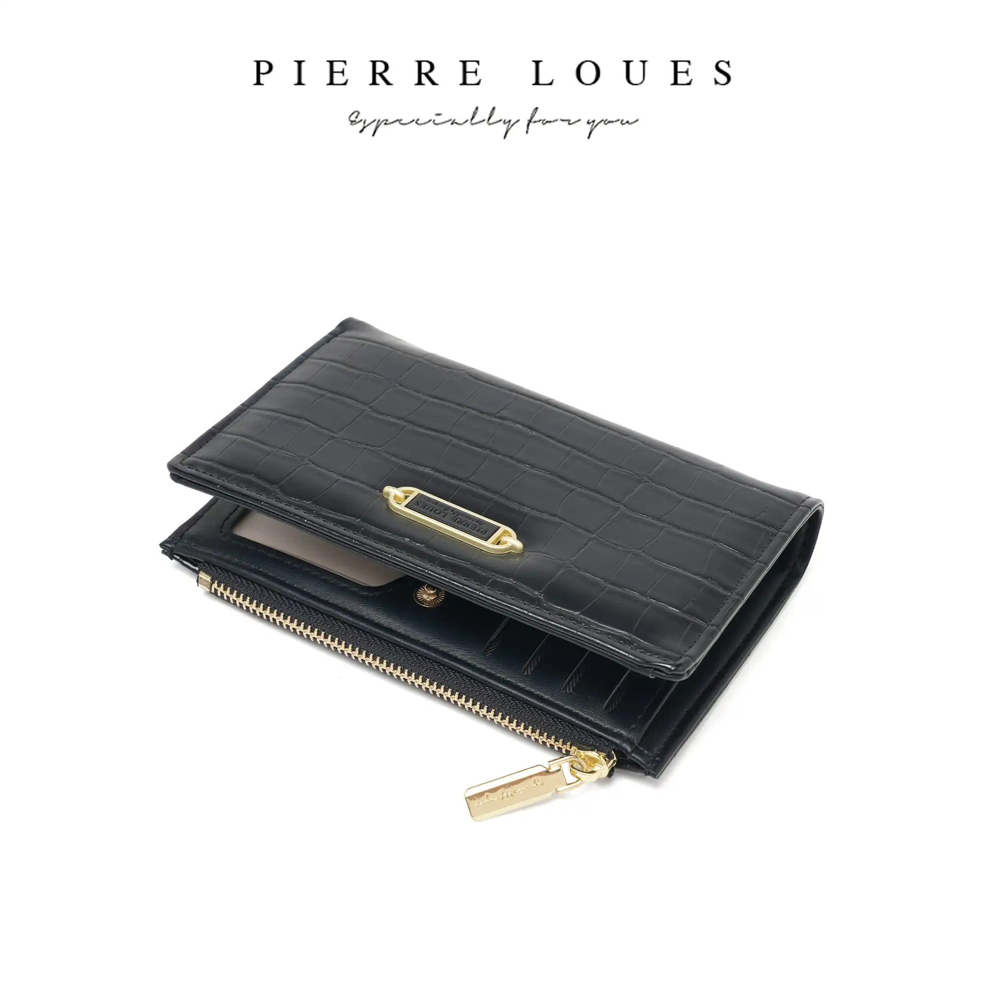 Γυναικείο Πορτοφόλι Κροκό Pierre Loues PL821-69 μαύρο