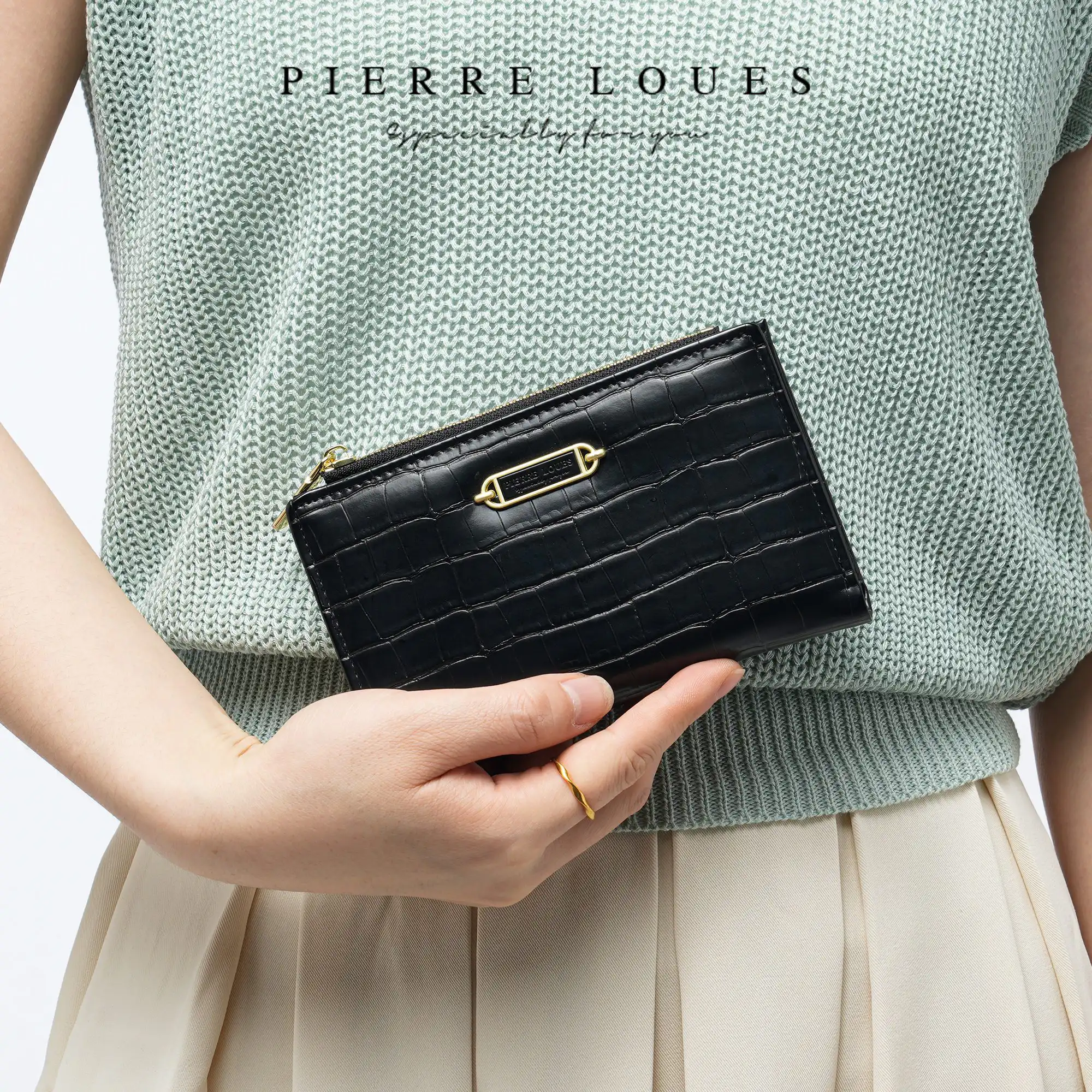 Γυναικείο Πορτοφόλι Κροκό Pierre Loues PL821-69 μαύρο Γυναικείο Πορτοφόλι Κροκό Pierre Loues PL821-69 μαύρο