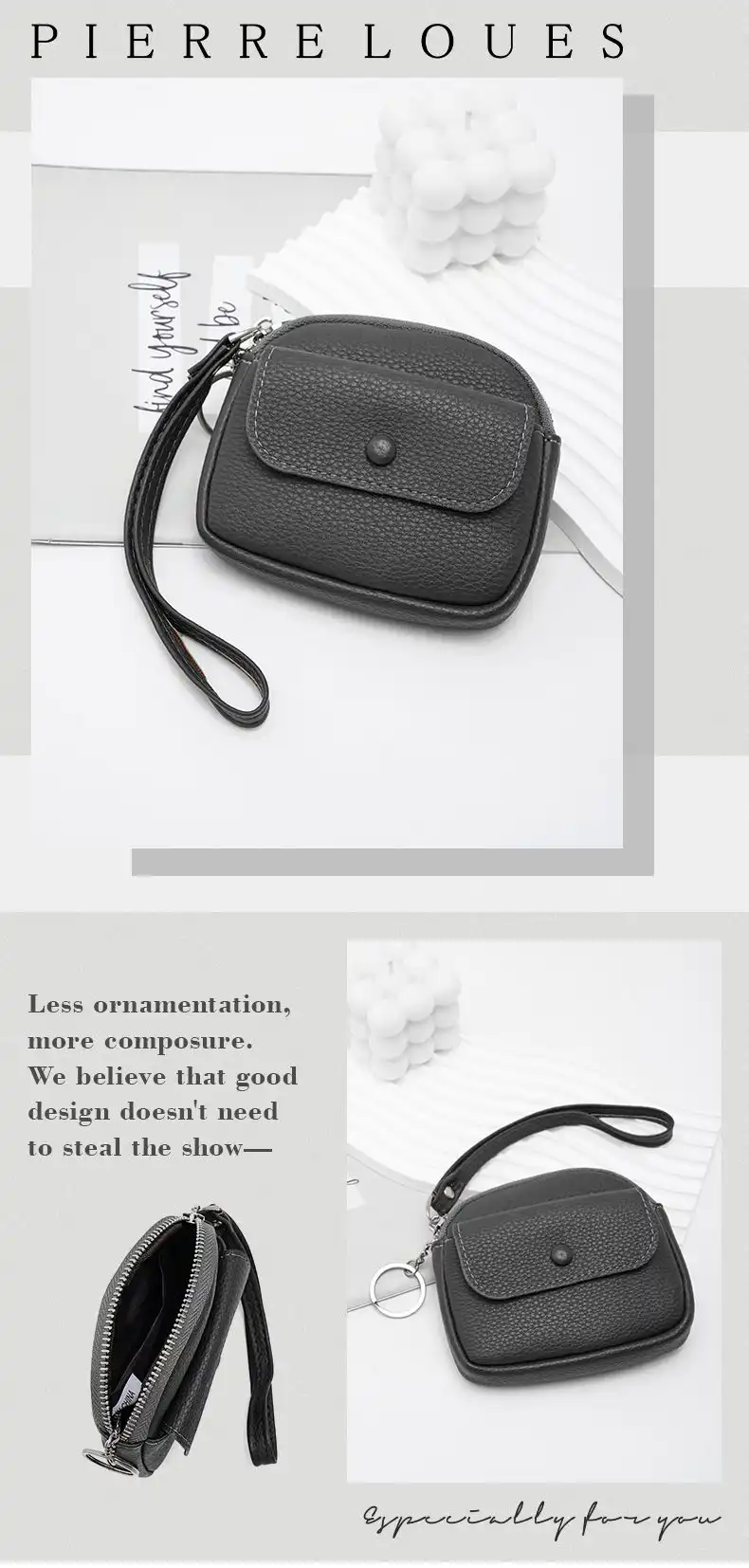 Mini Πορτοφόλι Χειρός Pierre Loues PL967-16-A01 μαύρο