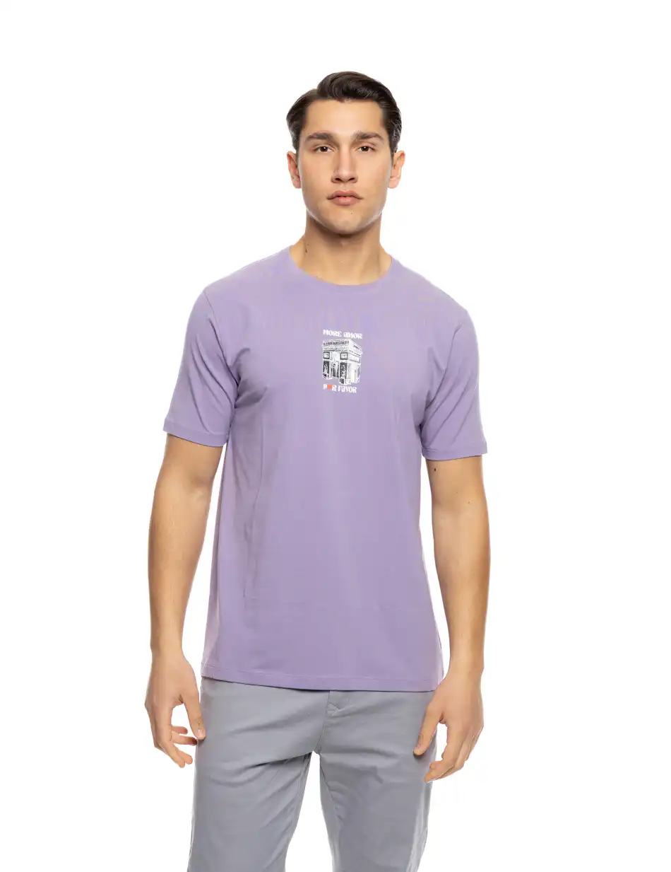 S'  Ανδρικό μπλουζάκι με τύπωμα στην πλάτη 53-206-009 LILAC