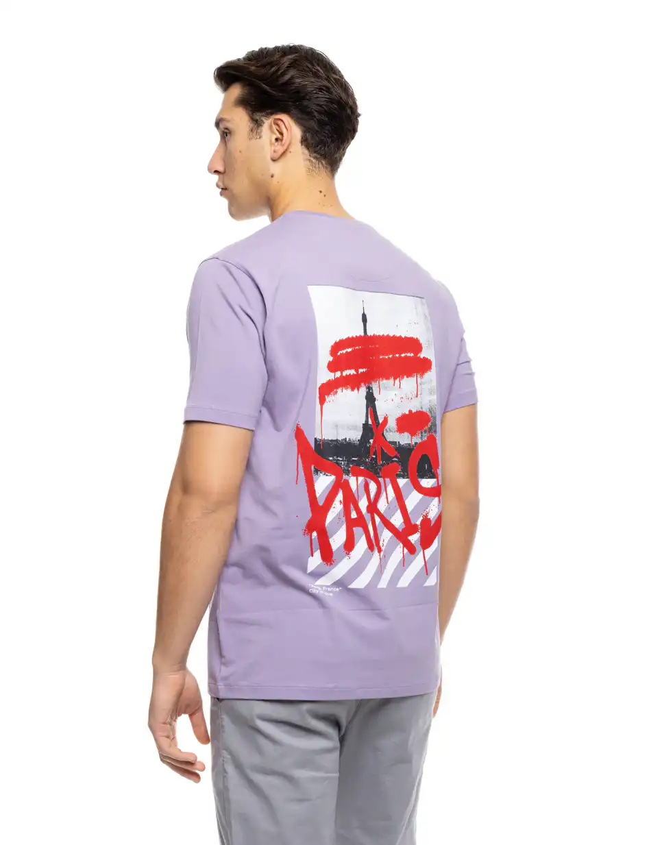 S'  Ανδρικό μπλουζάκι με τύπωμα στην πλάτη 53-206-009 LILAC