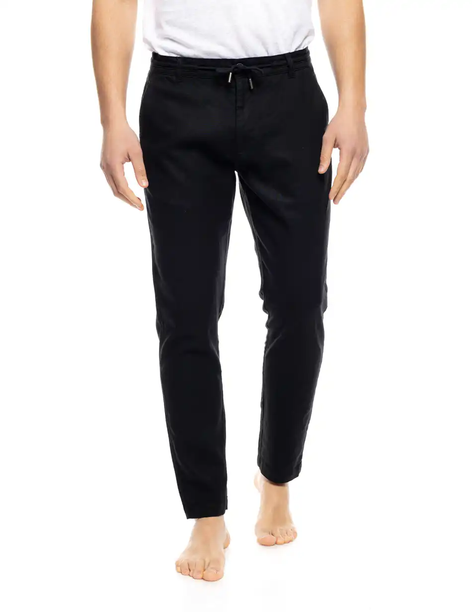 S' Ανδρικό λινό chinos παντελόνι 53-241-002 BLACK