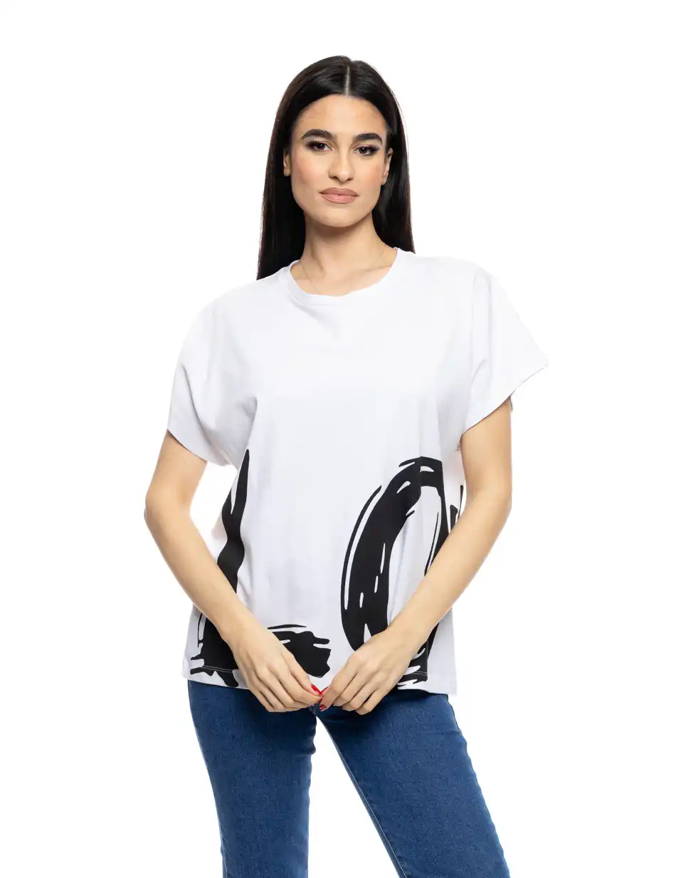 B' Γυναικείο t-shirt με τύπωμα ''LOVE'' 53-106-001 WHITE