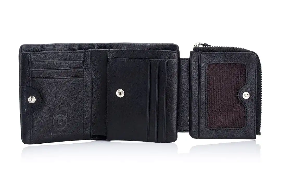 Aνδρικό δερμάτινο πορτοφόλι Bull Captain QB-02 μαύρο