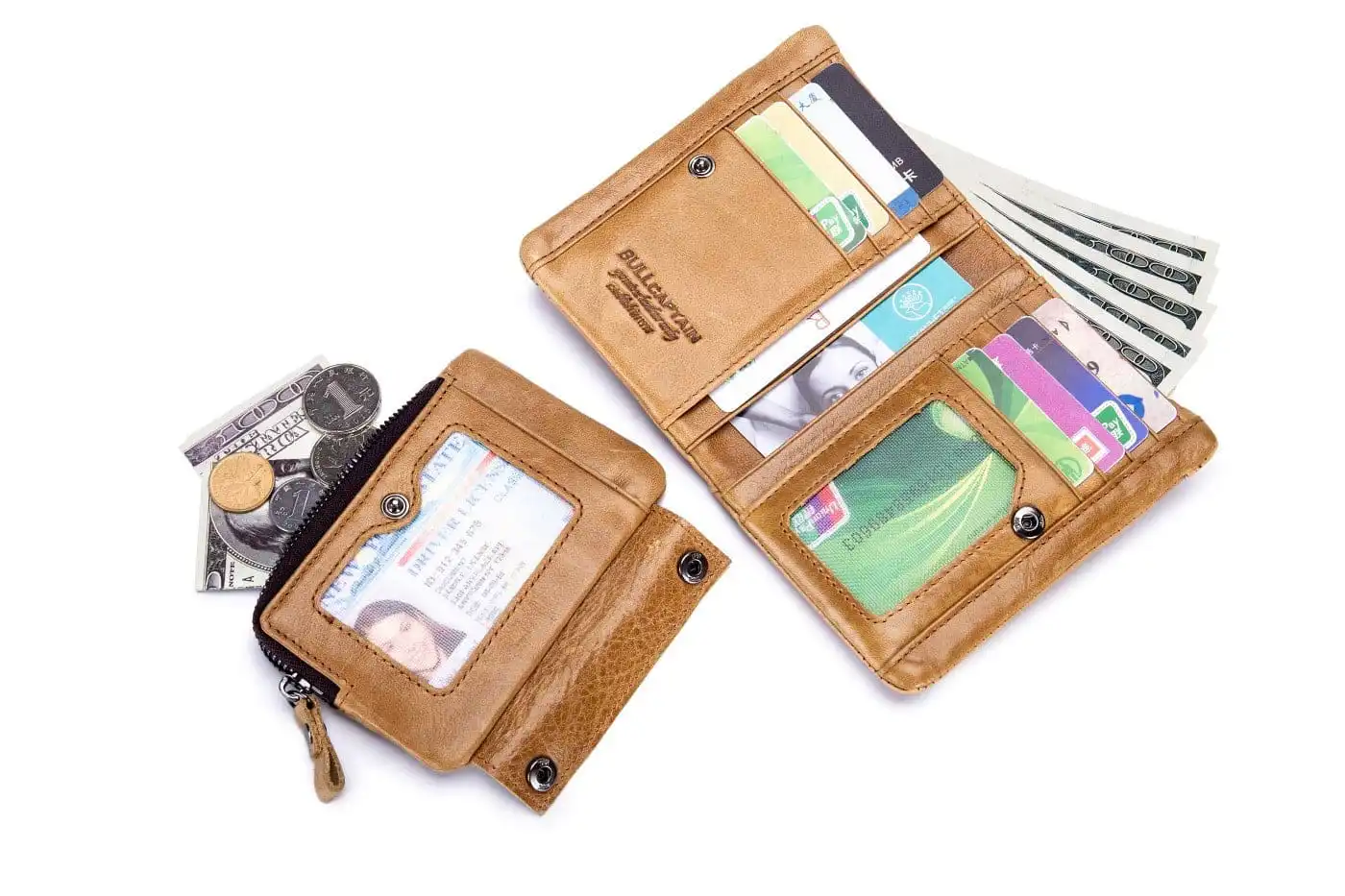 Δερμάτινο πορτοφόλι Bull Captain QB-03 καφέ ανοιχτό