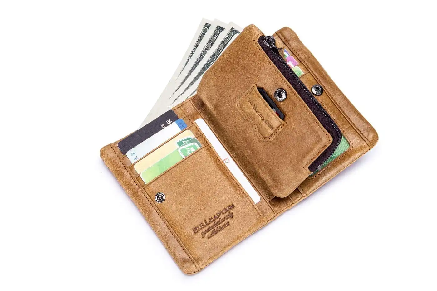 Δερμάτινο πορτοφόλι Bull Captain QB-03 καφέ ανοιχτό