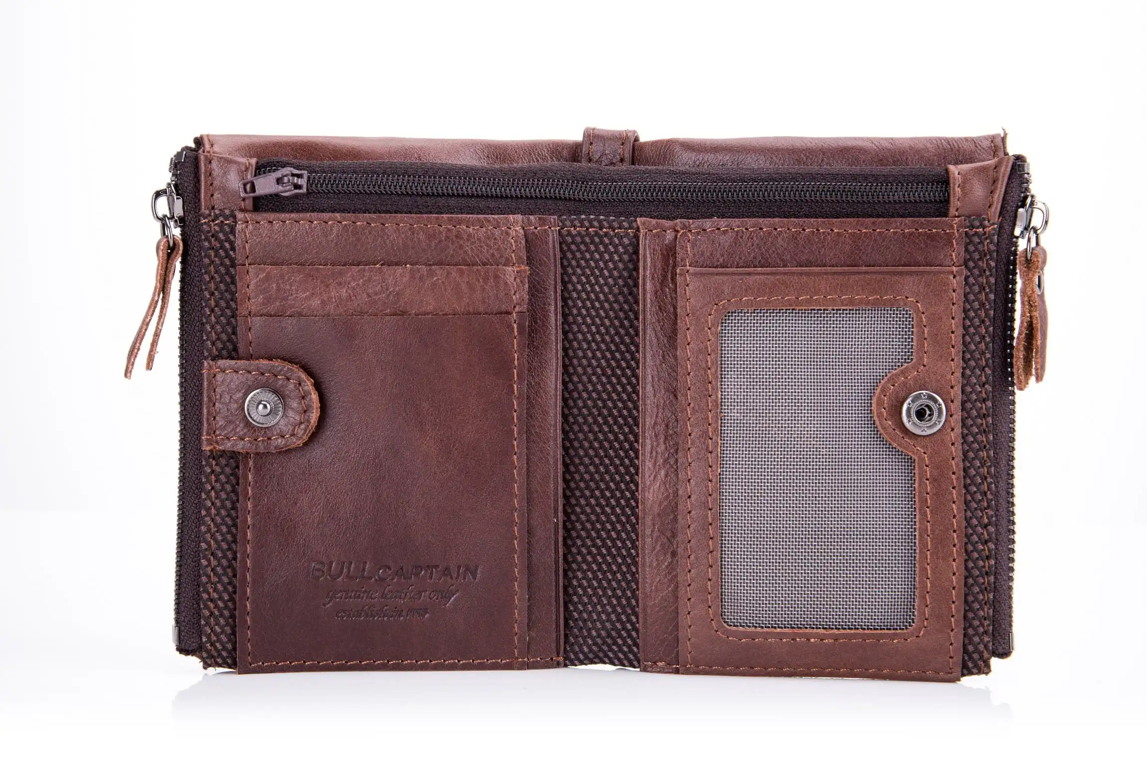 Δερμάτινο πορτοφόλι Bull Captain QB-06 καφέ