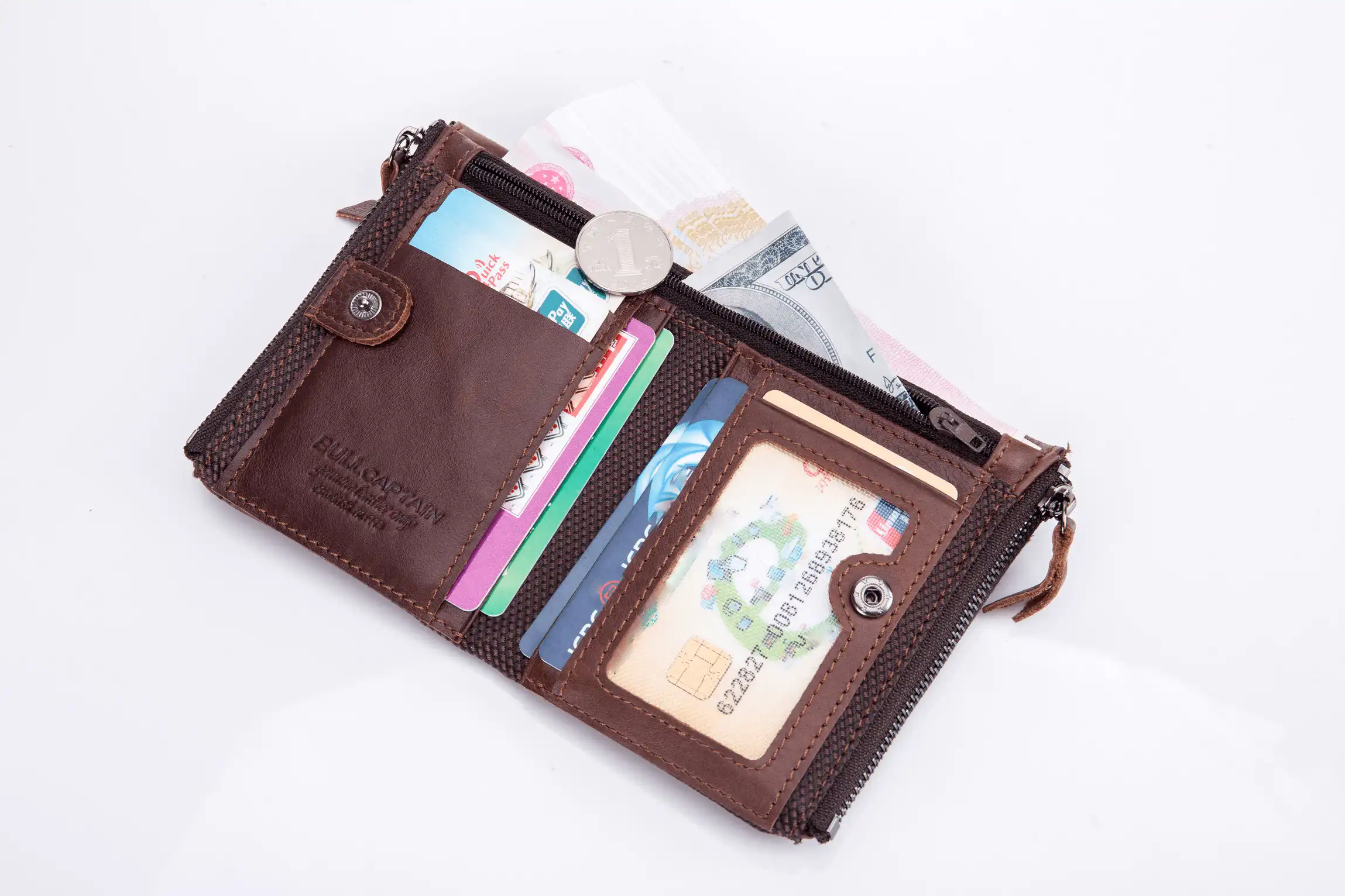 Δερμάτινο πορτοφόλι Bull Captain QB-06 καφέ