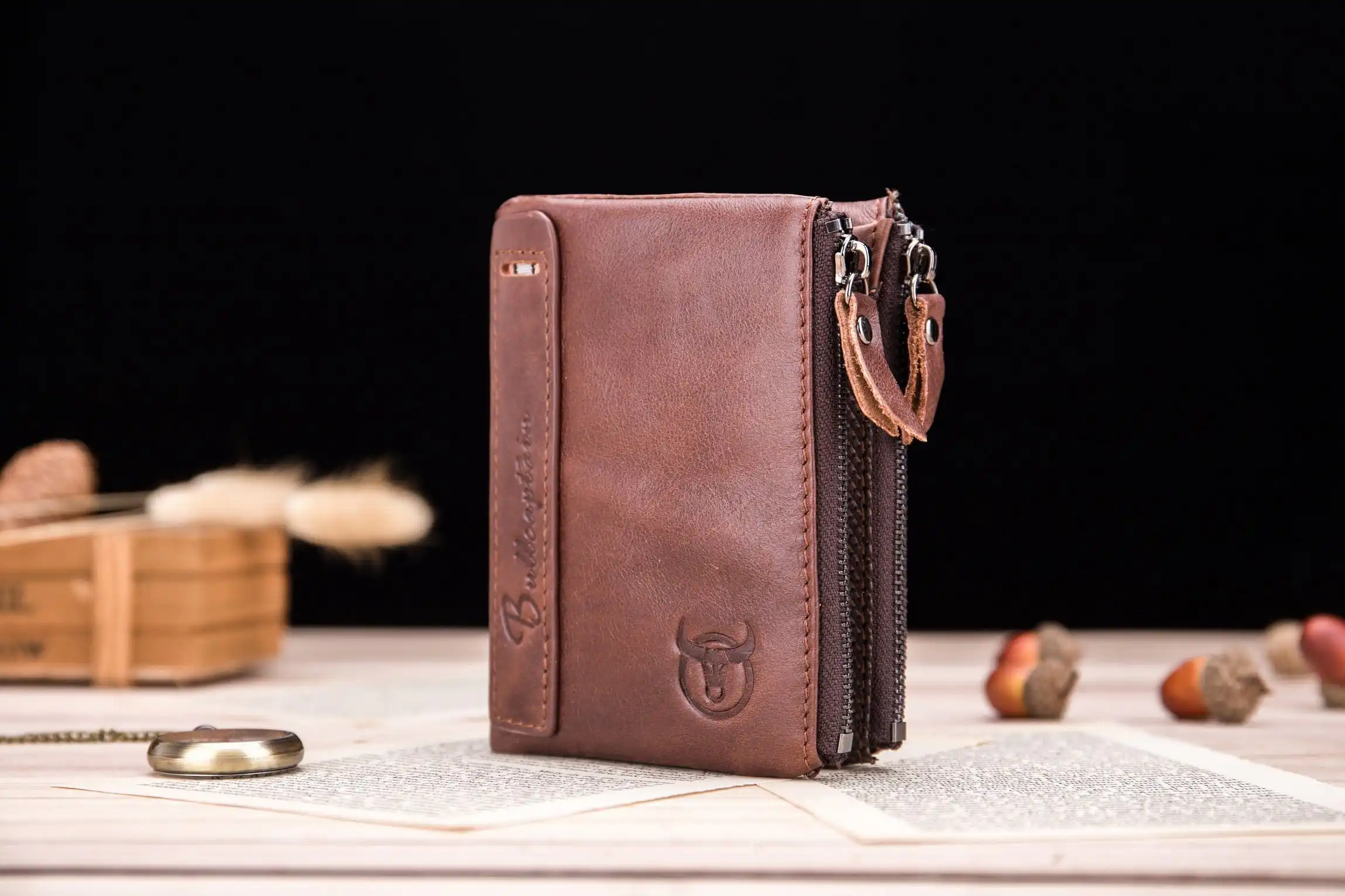 Δερμάτινο πορτοφόλι Bull Captain QB-06 καφέ