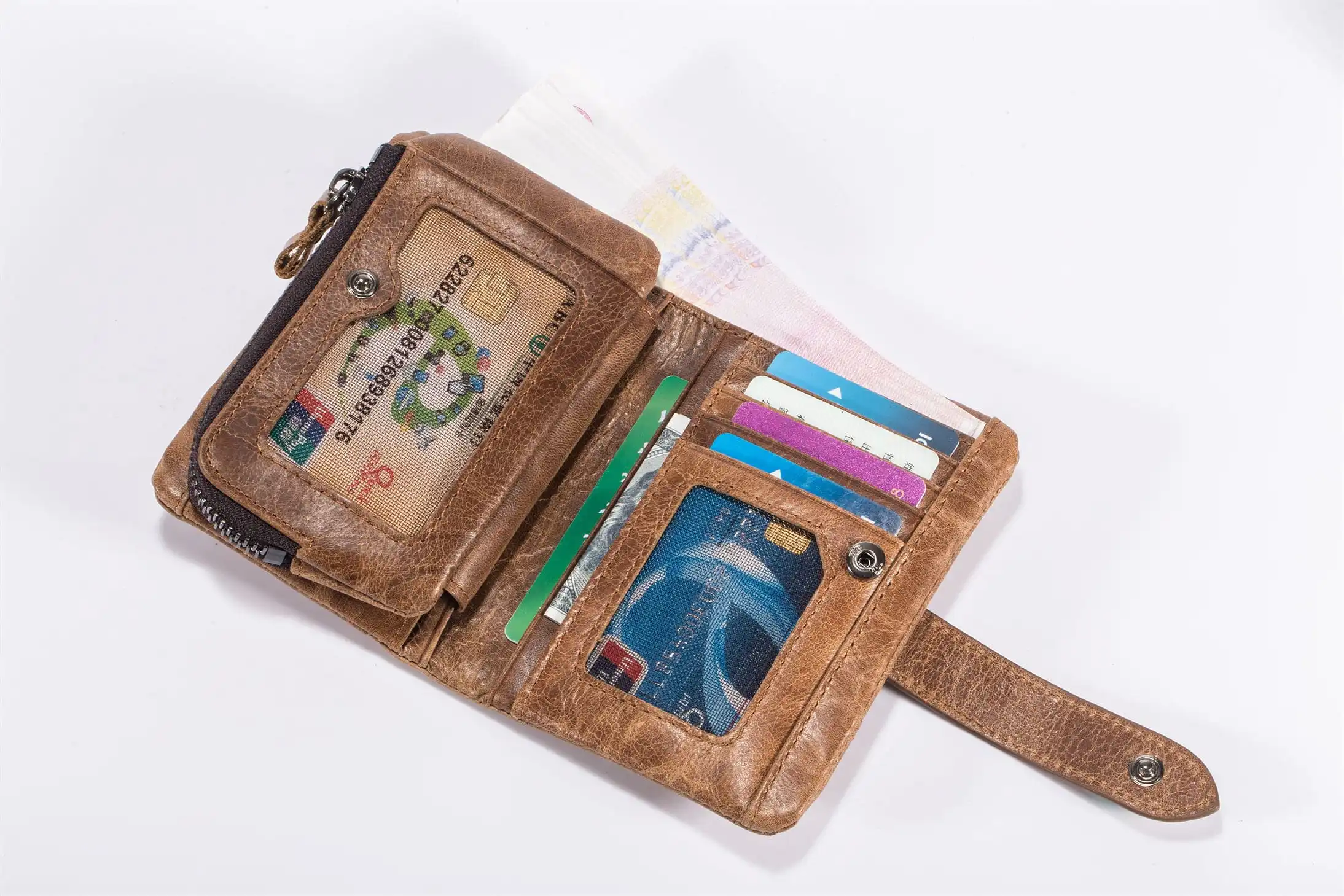 Δερμάτινο πορτοφόλι Bull Captain QB-V 01 καφέ ανοιχτό