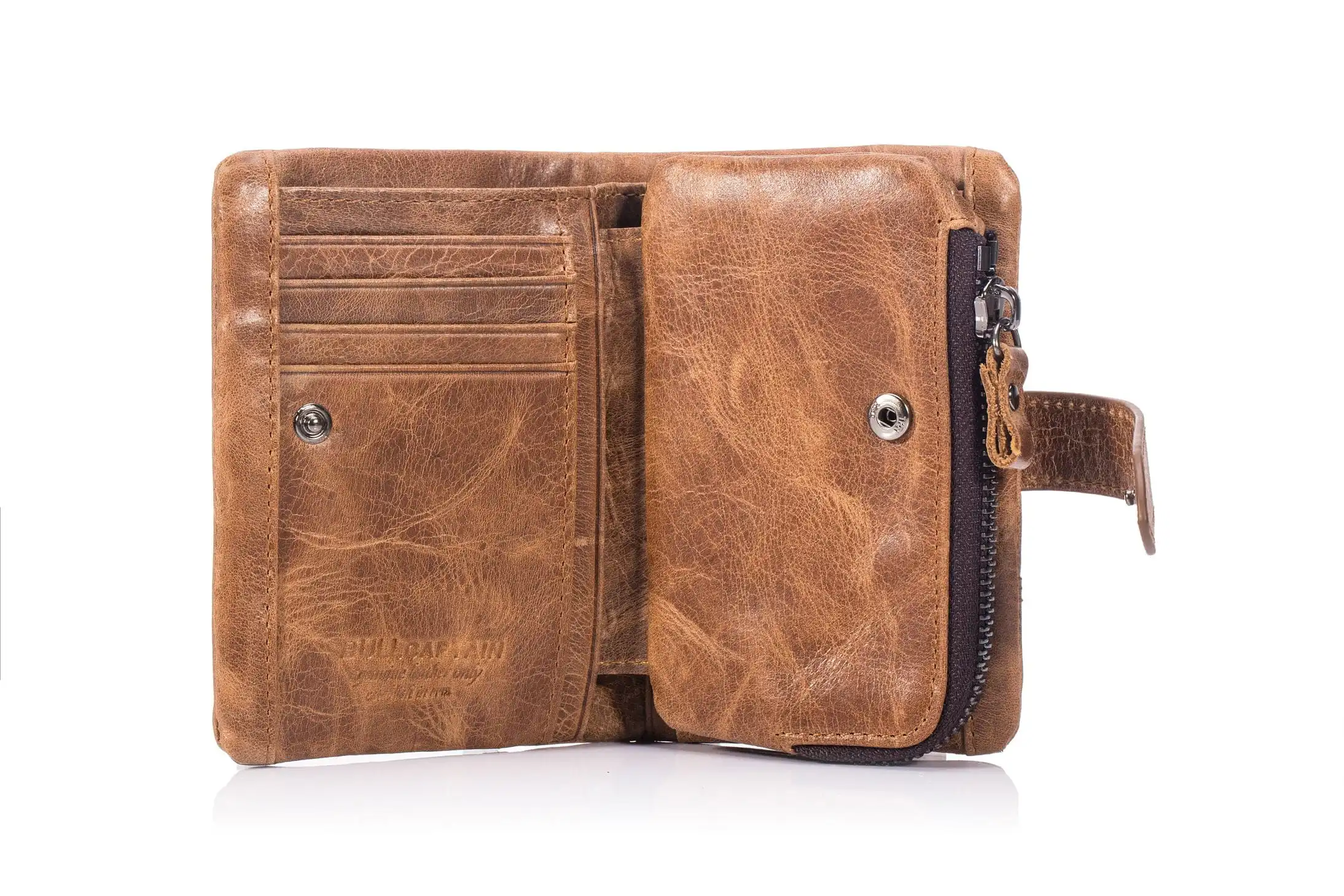 Δερμάτινο πορτοφόλι Bull Captain QB-V 01 καφέ ανοιχτό