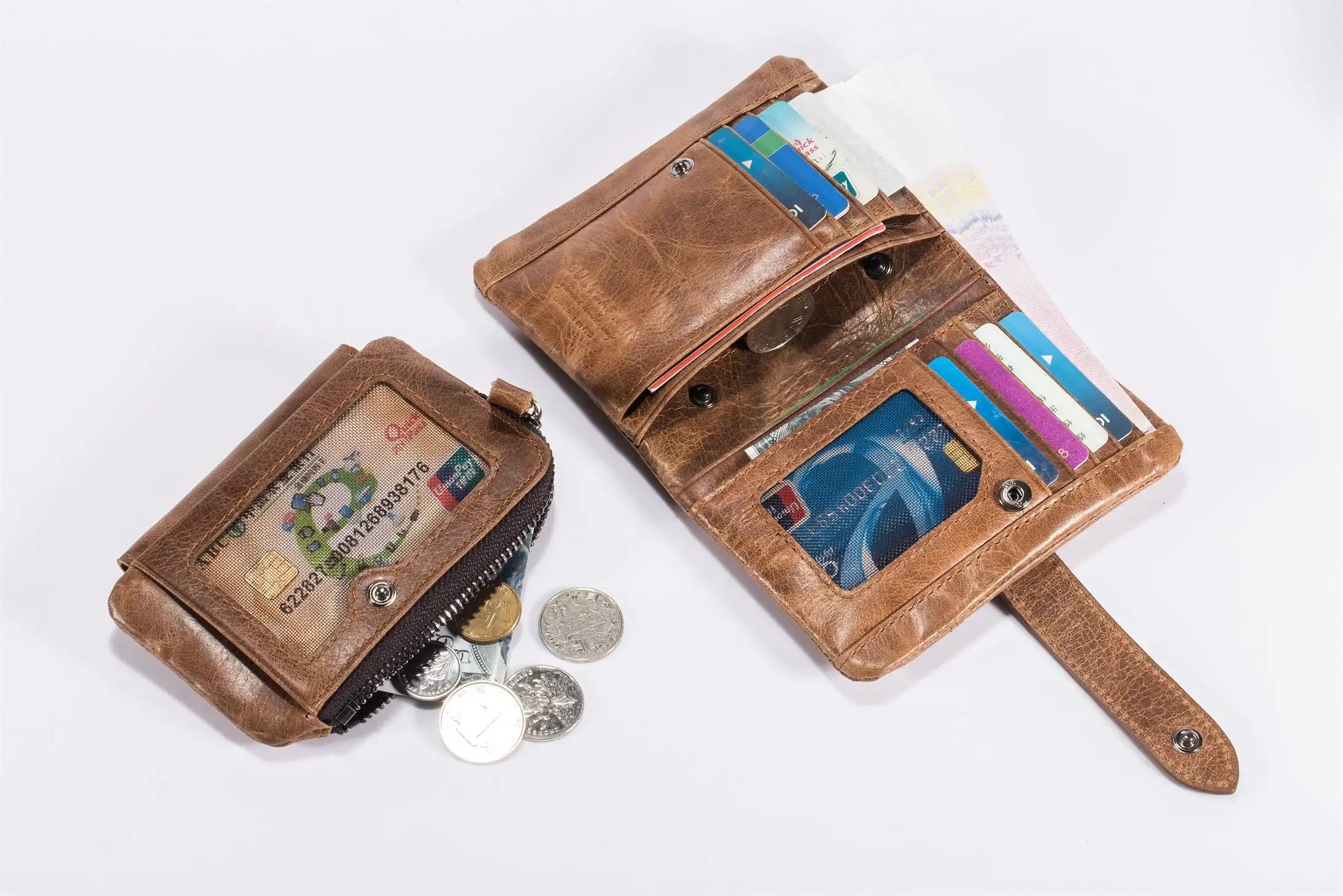 Δερμάτινο πορτοφόλι Bull Captain QB-V 01 καφέ ανοιχτό