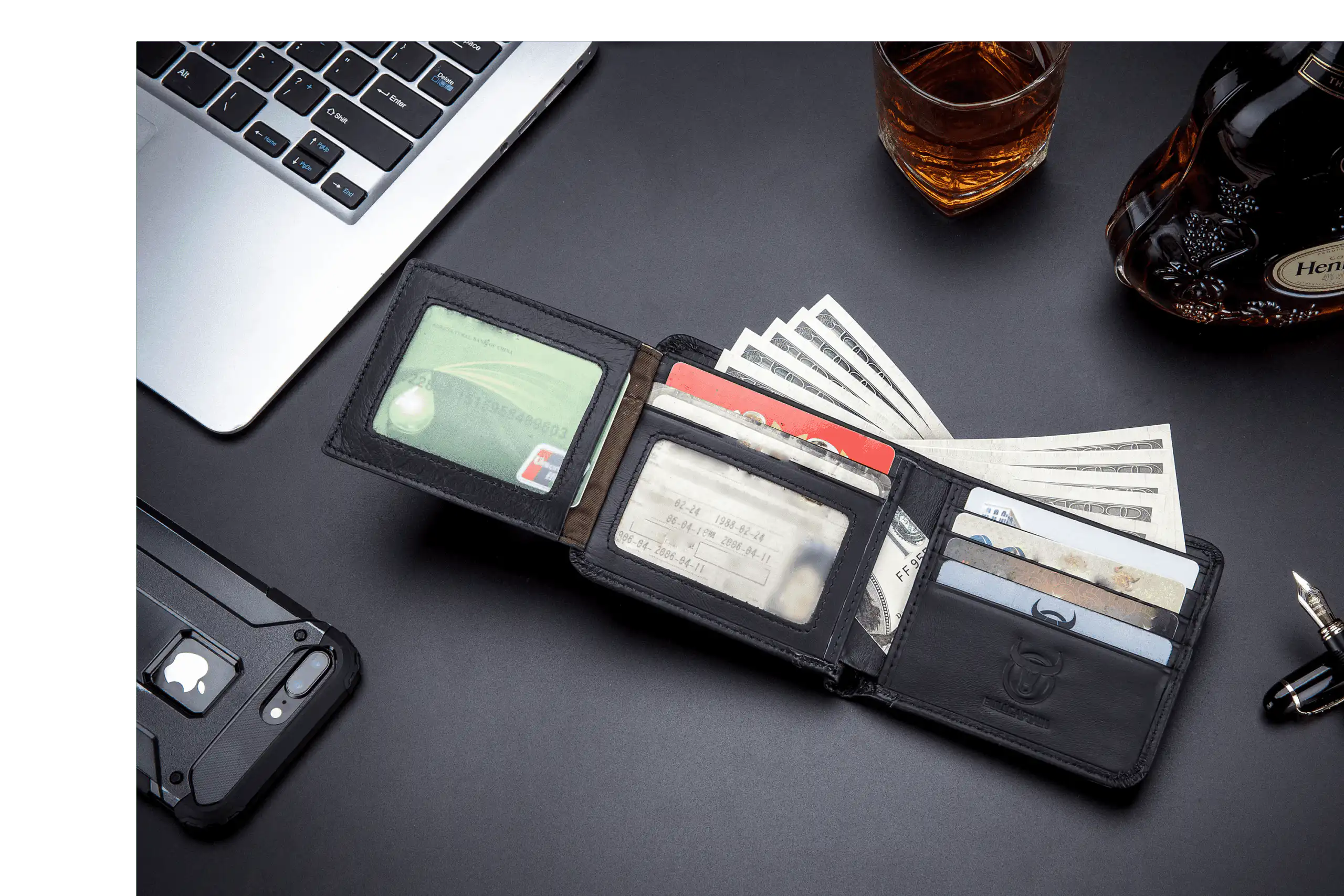 Δερμάτινο πορτοφόλι Bull Captain QB-031 H μαύρο