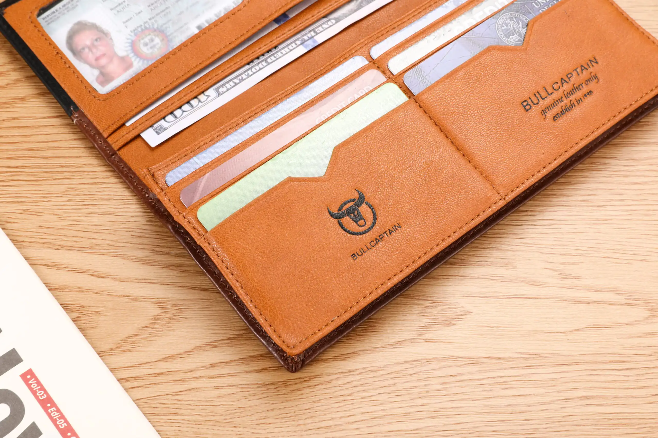 Δερμάτινο πορτοφόλι Bull Captain QB0448 σκούρο καφέ