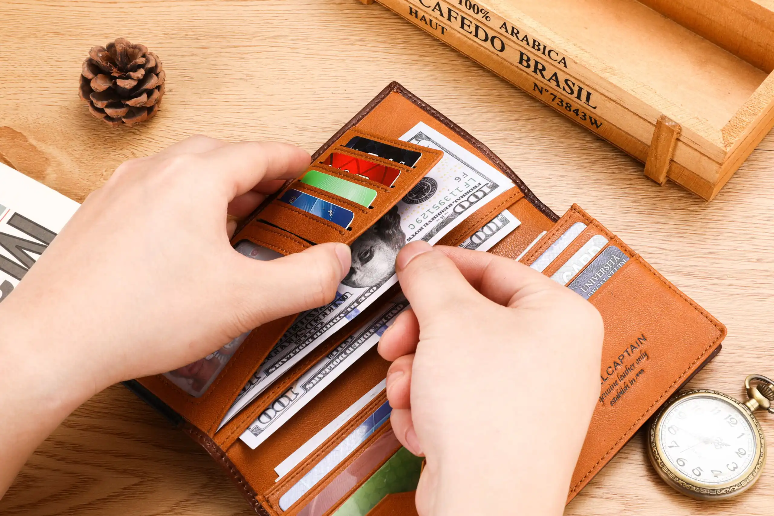 Δερμάτινο πορτοφόλι Bull Captain QB0448 σκούρο καφέ