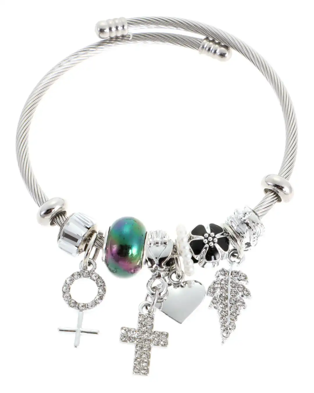 Βραχιόλι με σταυρούς QW-8117-15 – Μαύρο