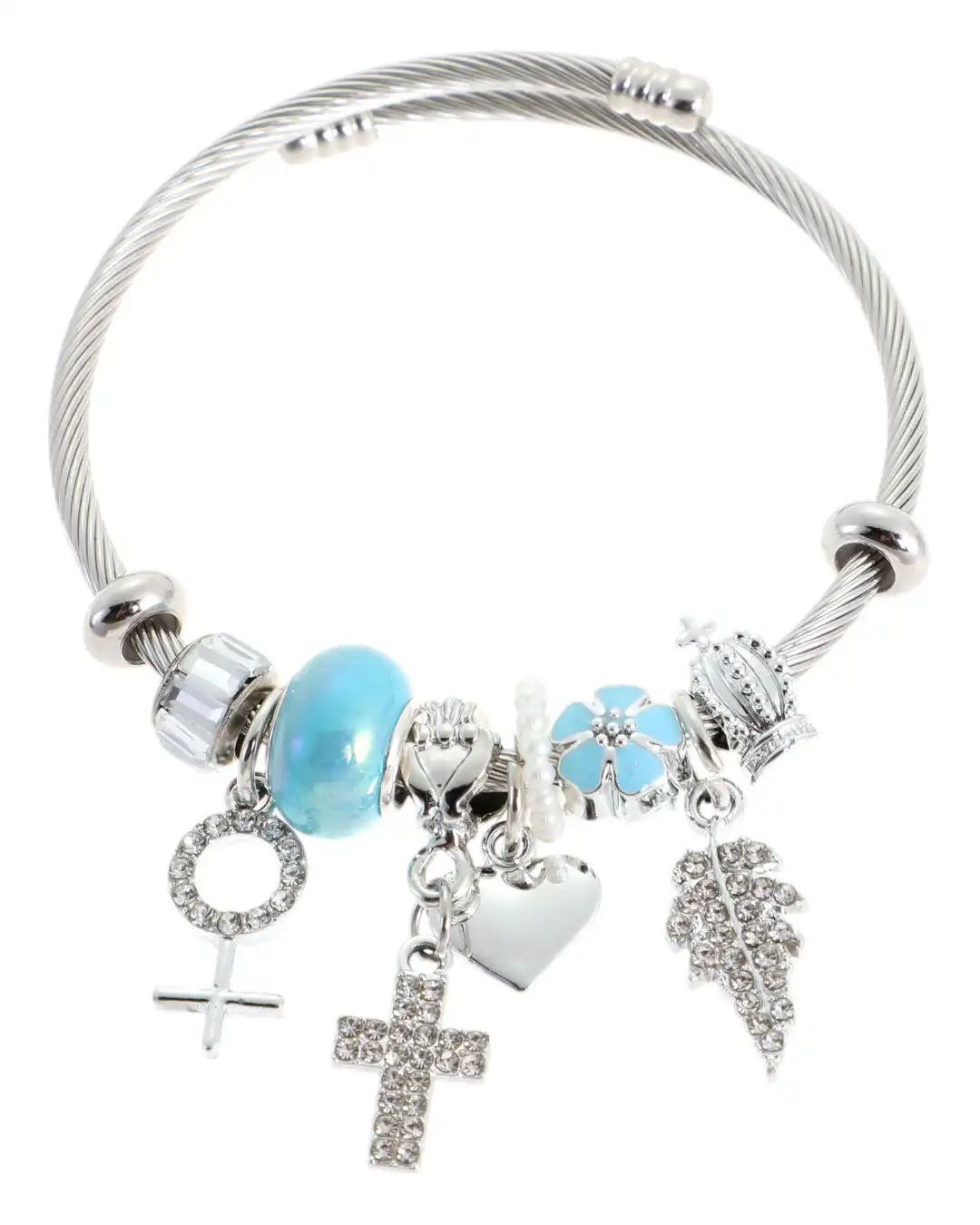 Βραχιόλι με σταυρούς QW-8117-15 – Γαλάζιο