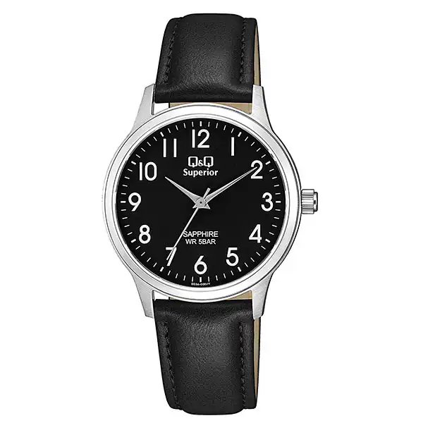 Δερμάτινο ρολόι Q&Q S03A-009VY Δερμάτινο ρολόι Q&Q S03A-009VY