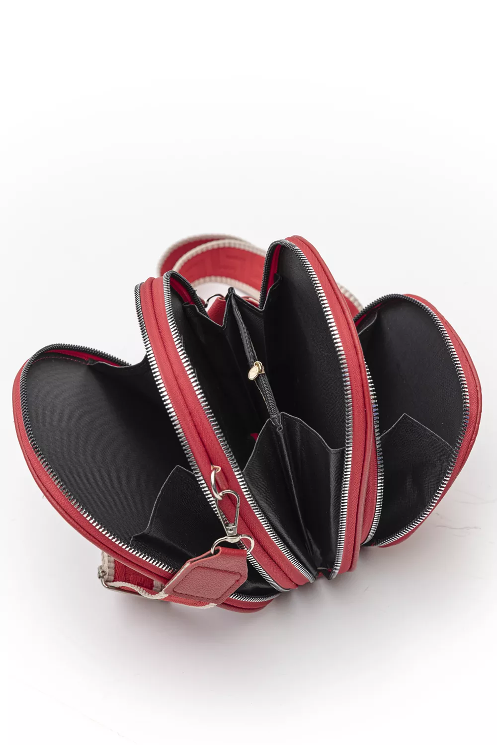 Χιαστί τριθέσιο τσαντάκι με ιμάντα οβάλ