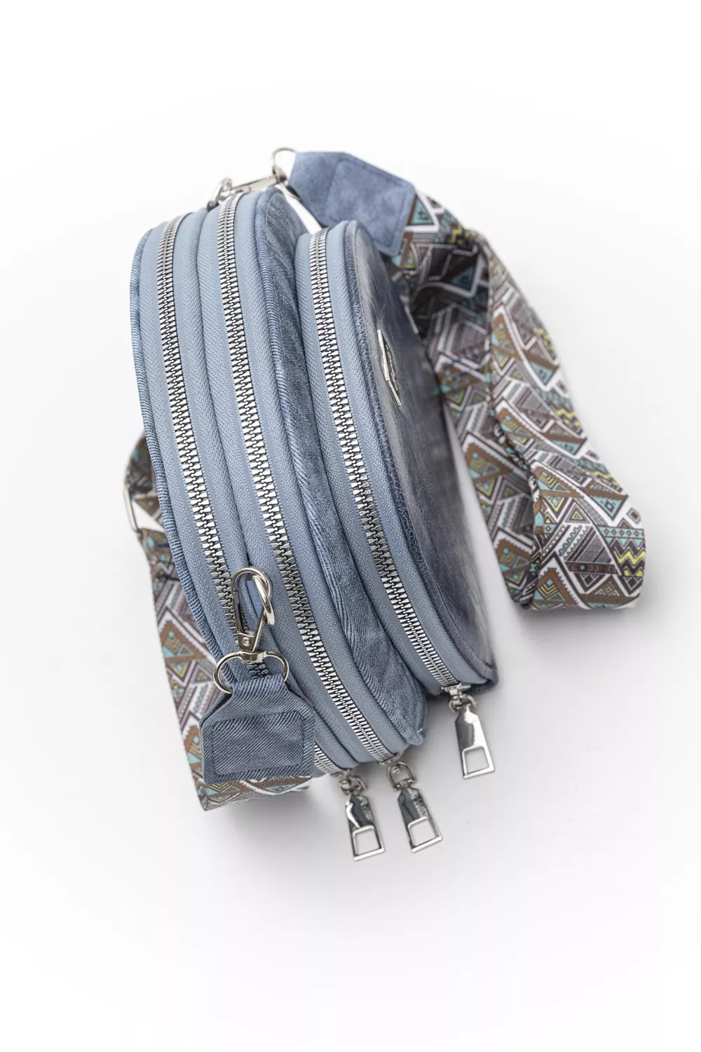 Χιαστί τριθέσιο τσαντάκι με ιμάντα jean