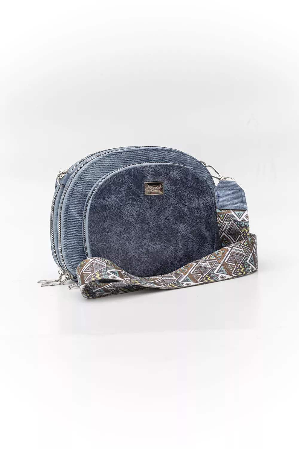 Χιαστί τριθέσιο τσαντάκι με ιμάντα jean