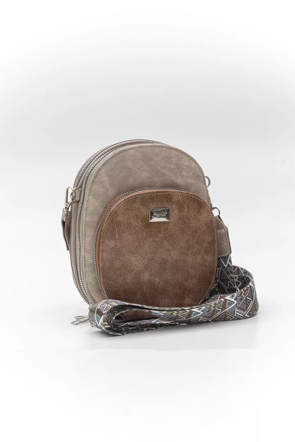 Χιαστί τριθέσιο τσαντάκι με ιμάντα οβάλ