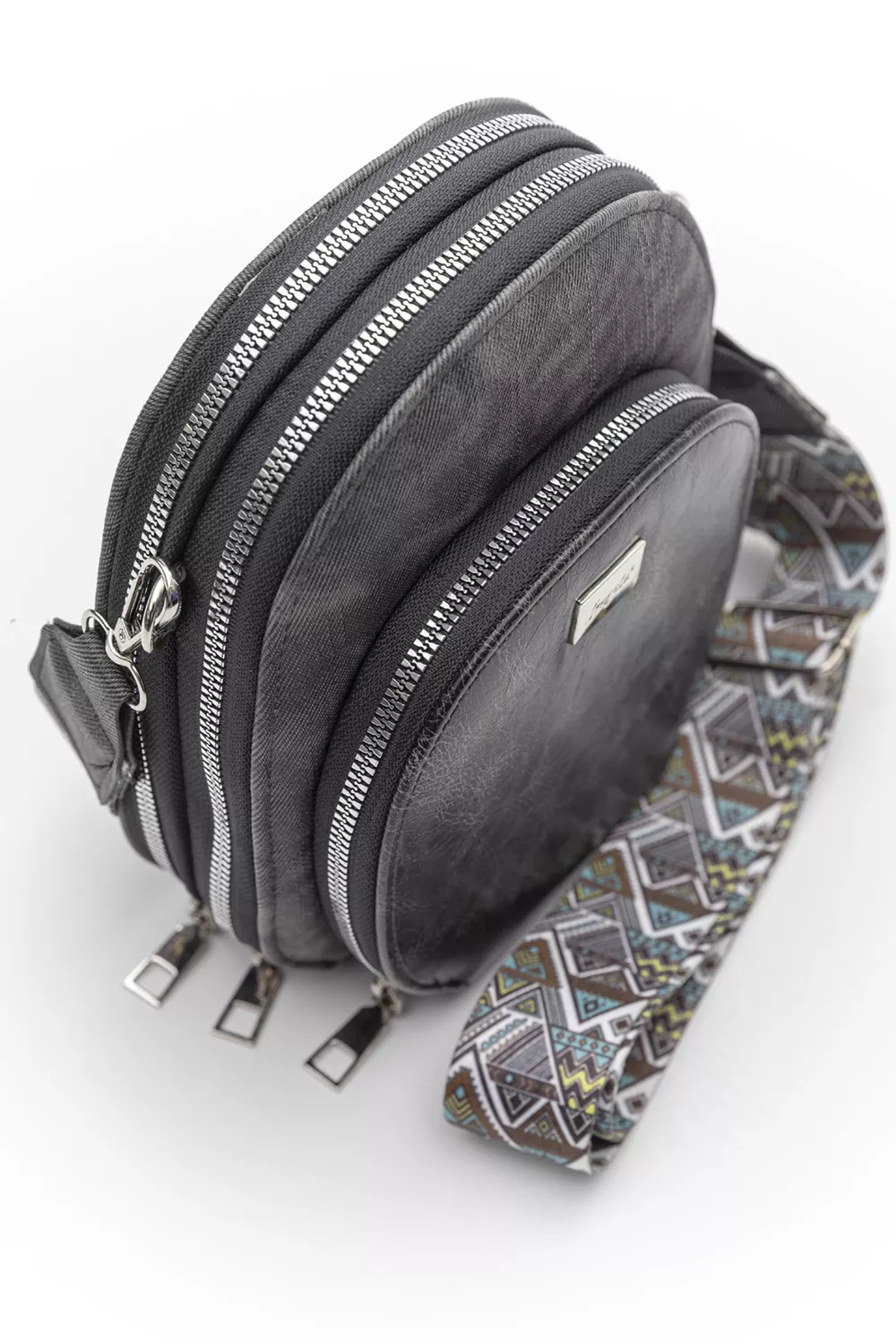 Χιαστί τριθέσιο τσαντάκι με ιμάντα οβάλ