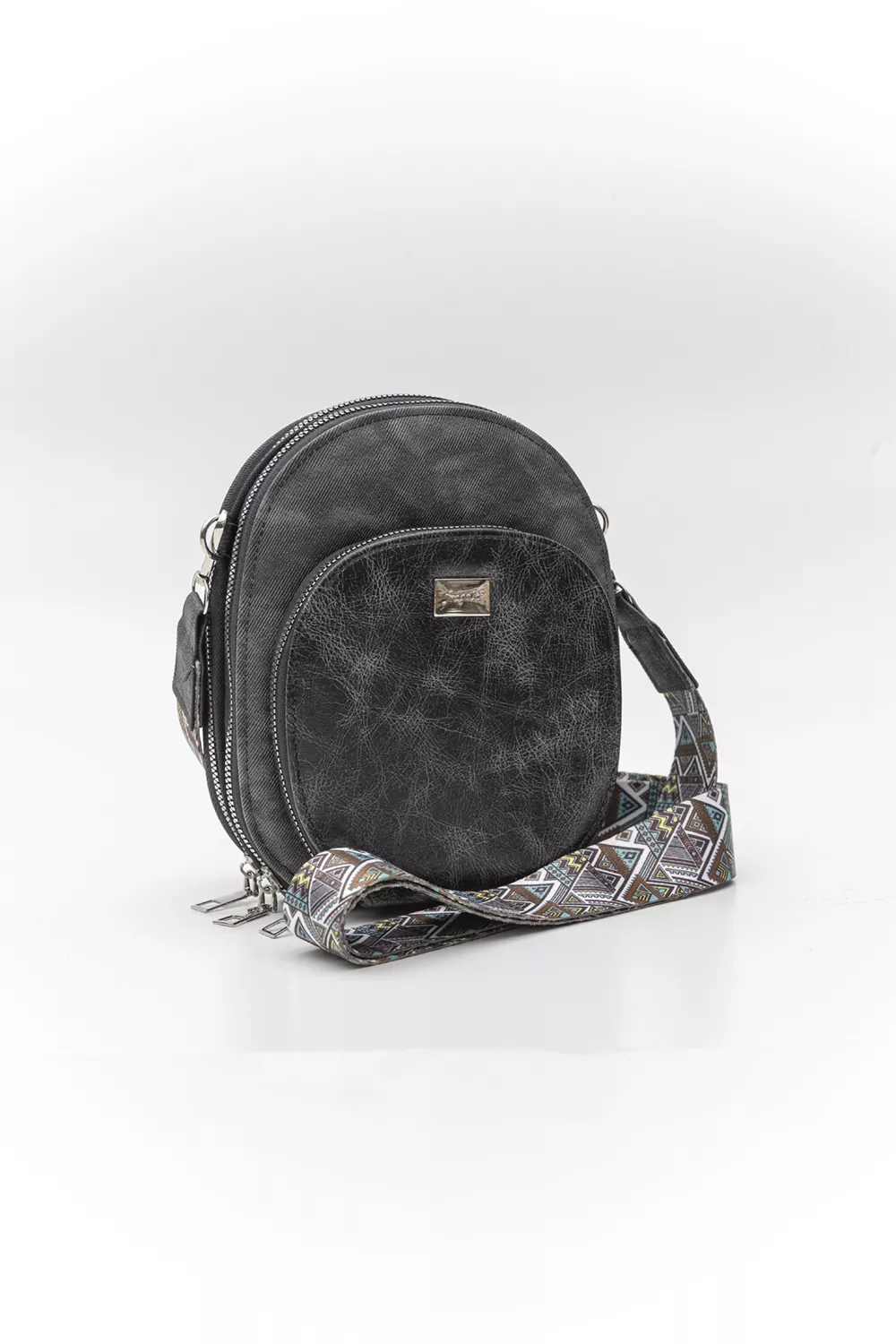 Χιαστί τριθέσιο τσαντάκι με ιμάντα οβάλ