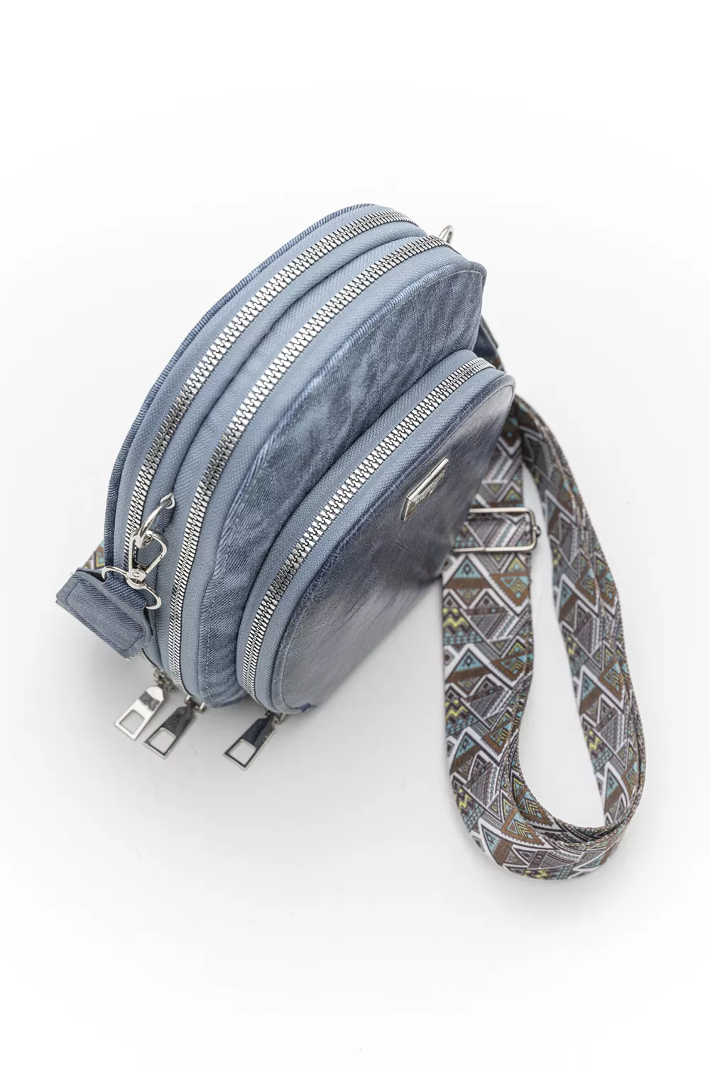 Χιαστί τριθέσιο τσαντάκι με ιμάντα οβάλ