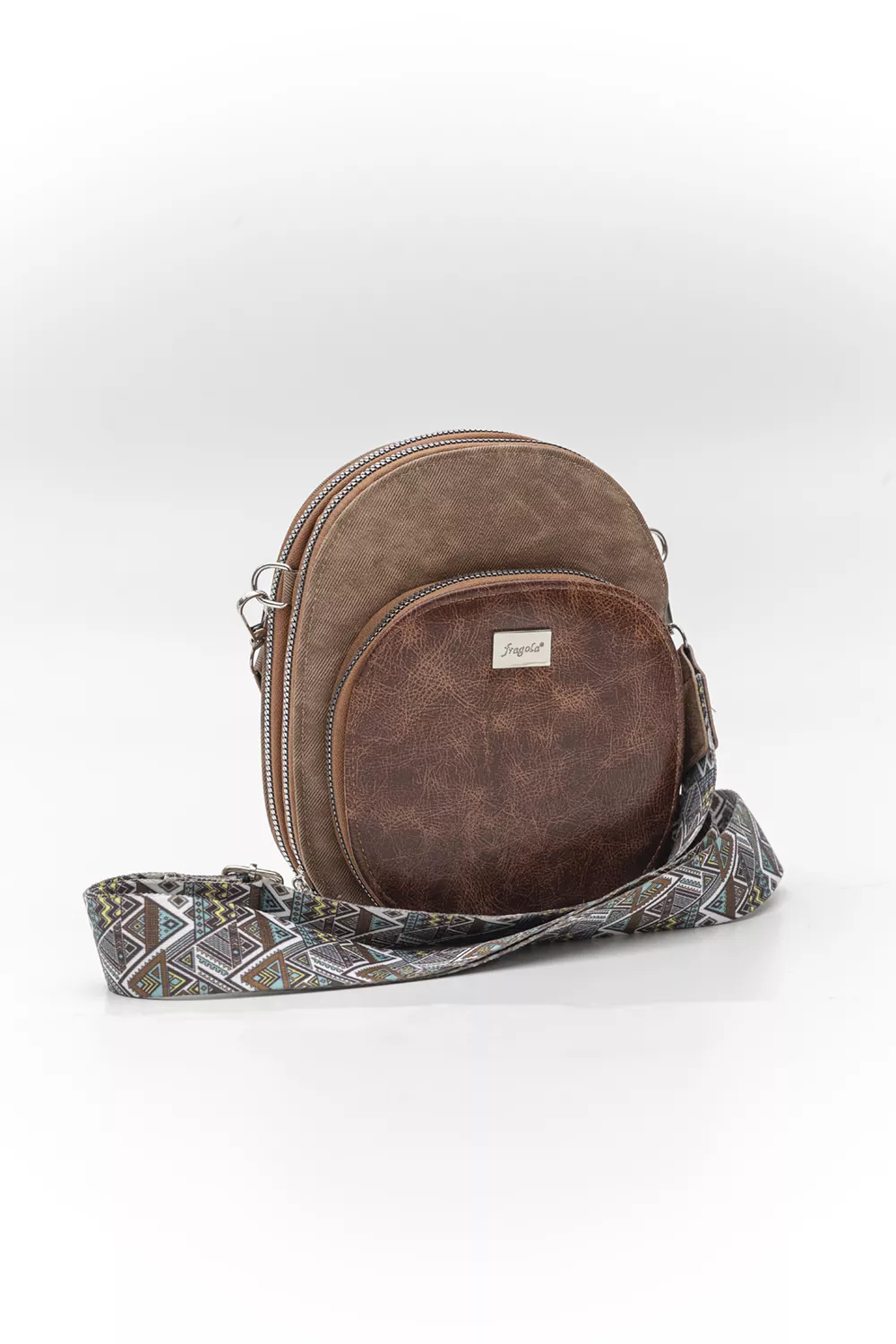 Χιαστί τριθέσιο τσαντάκι με ιμάντα οβάλ