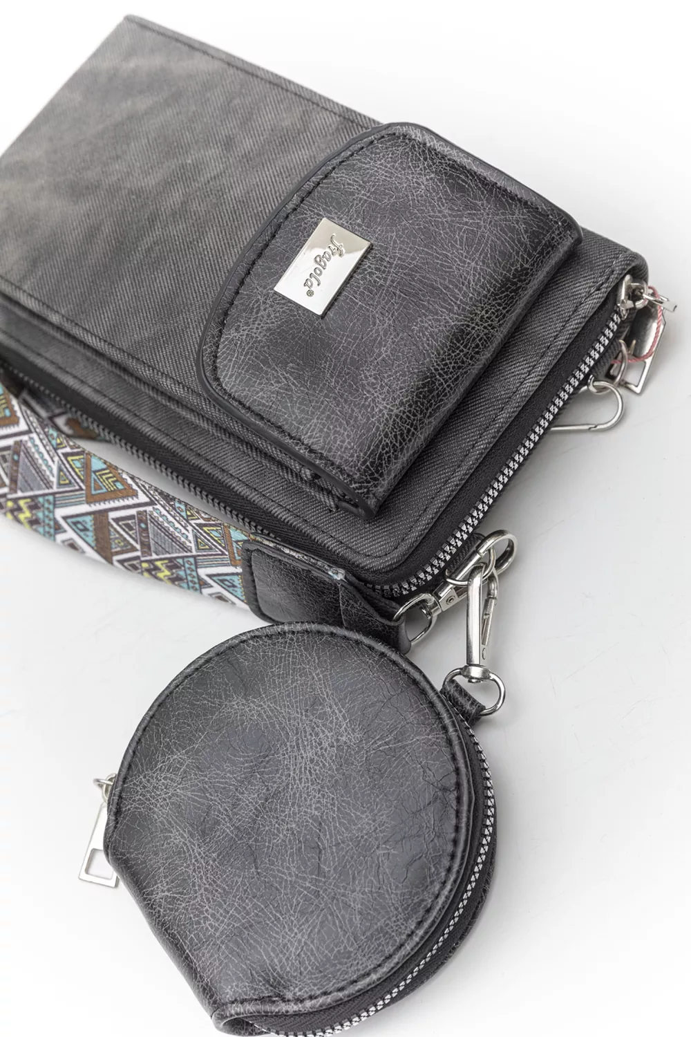 Χιαστί τσαντάκι για κινητό - πορτοφόλι jean (5άδα)