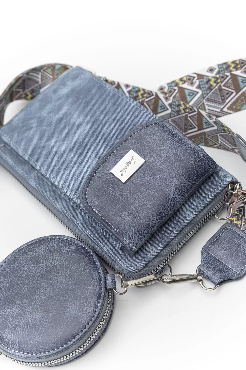 Χιαστί τσαντάκι για κινητό - πορτοφόλι jean