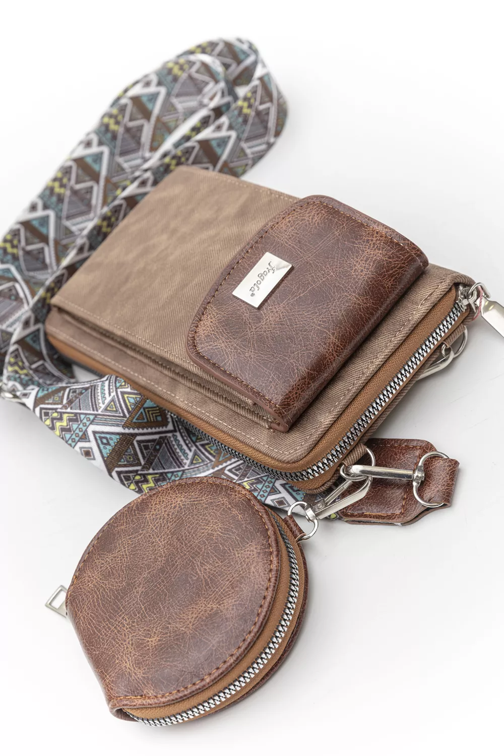 Χιαστί τσαντάκι για κινητό - πορτοφόλι jean (5άδα)