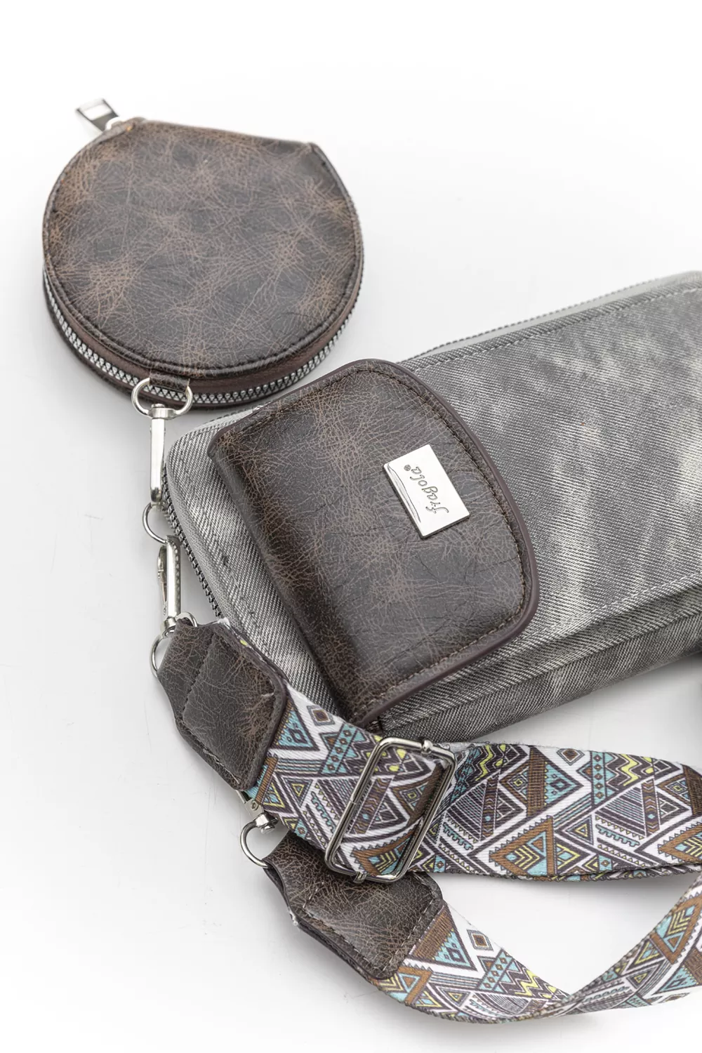 Χιαστί τσαντάκι για κινητό - πορτοφόλι jean