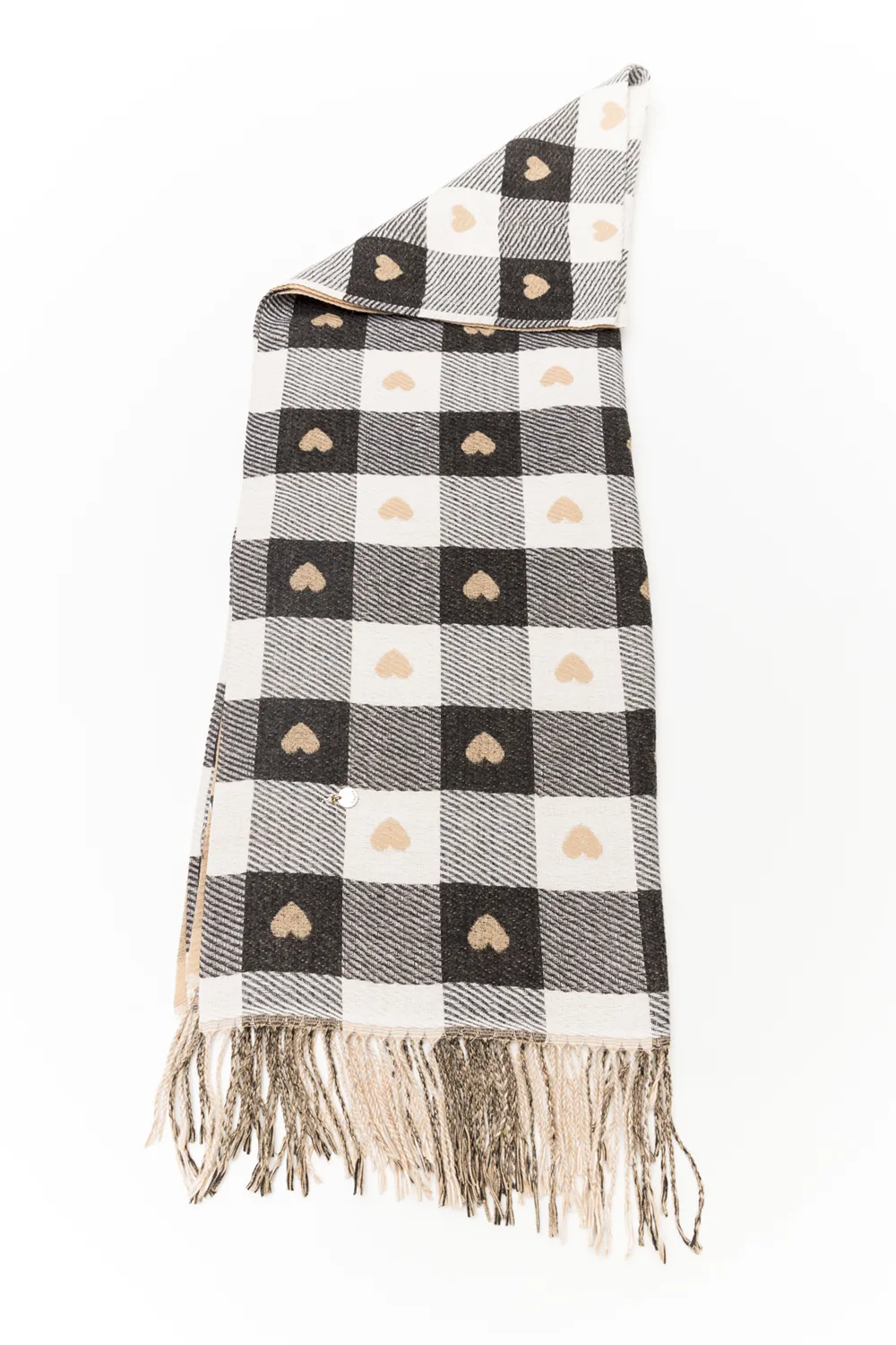 Μάλλινη πασμίνα με καρδιές Μάλλινη πασμίνα με καρδιές