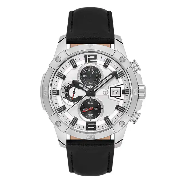 Ατσάλινο ρολόι με δερμάτινο λουράκι  SERGIO TACCHINI ST.1.10453-1