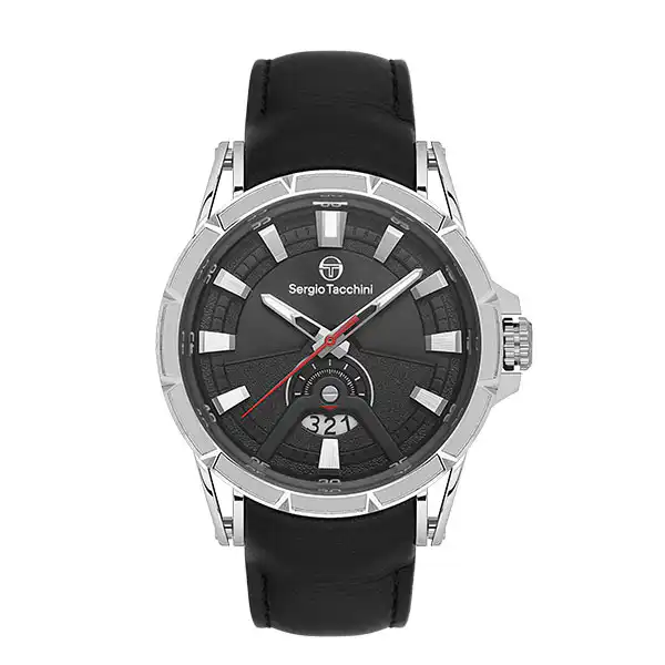 Ατσάλινο ρολόι με δερμάτινο λουράκι SERGIO TACCHINI ST.1.10455-1