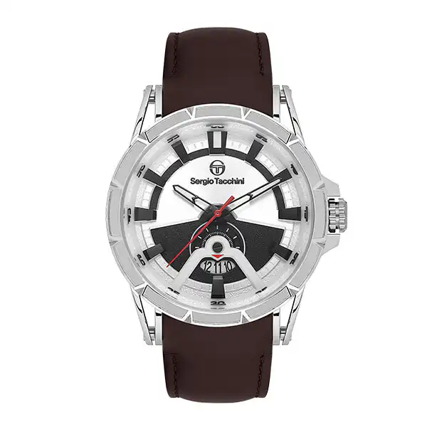 Ατσάλινο ρολόι με δερμάτινο λουράκι  SERGIO TACCHINI ST.1.10455-2