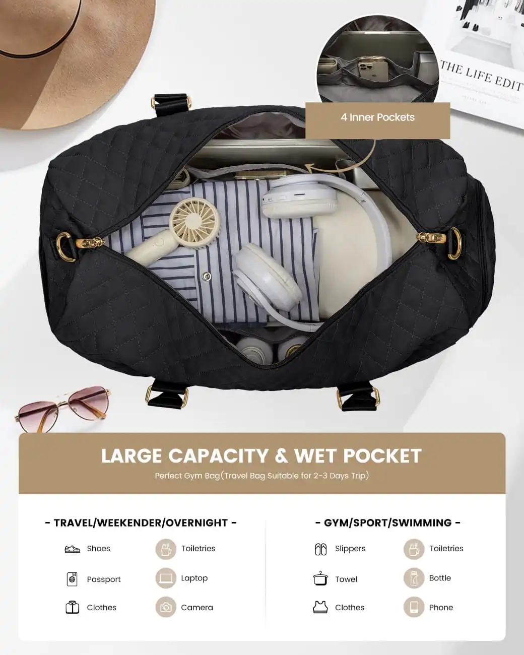 Σετ Σακ βουαγιάζ ταξιδιού 40 L Lovevook UB1972 black