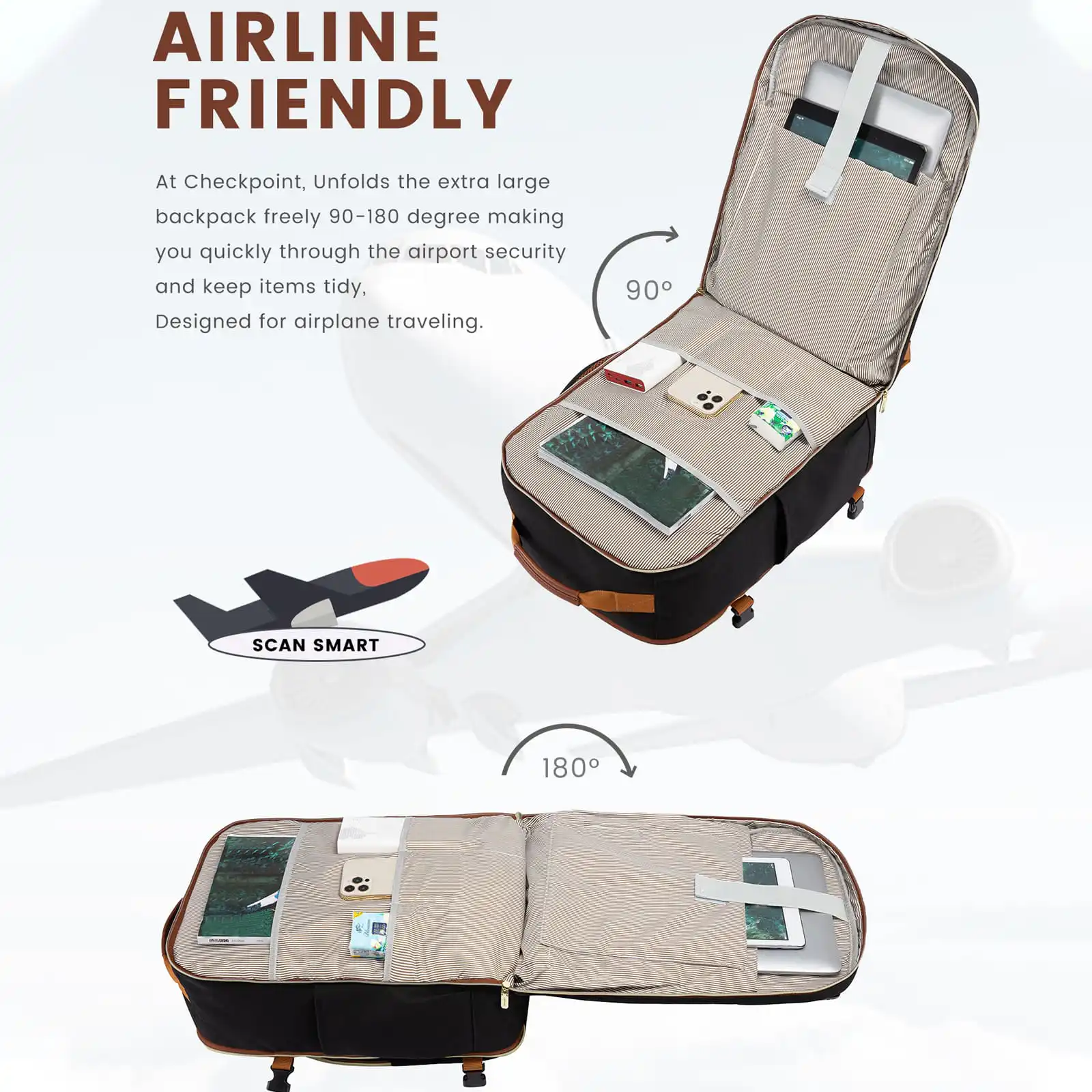 Σακίδιο ταξιδιού για γυναίκες 40L Carry on 17,3" WB2029 black/gray