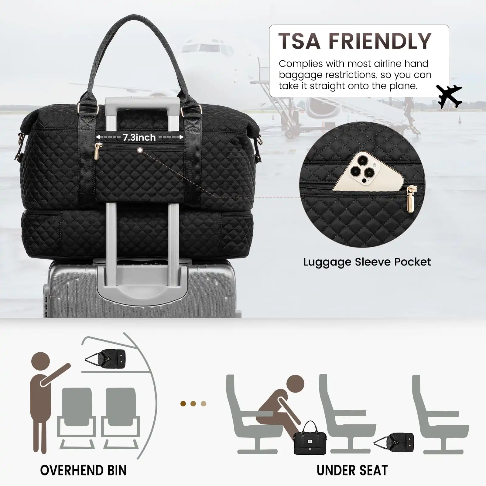 Σακ Βουαγιαζ με Θέση για Παπούτσια & Τσάντα Καλλυντικών Lovevook UB2062 black