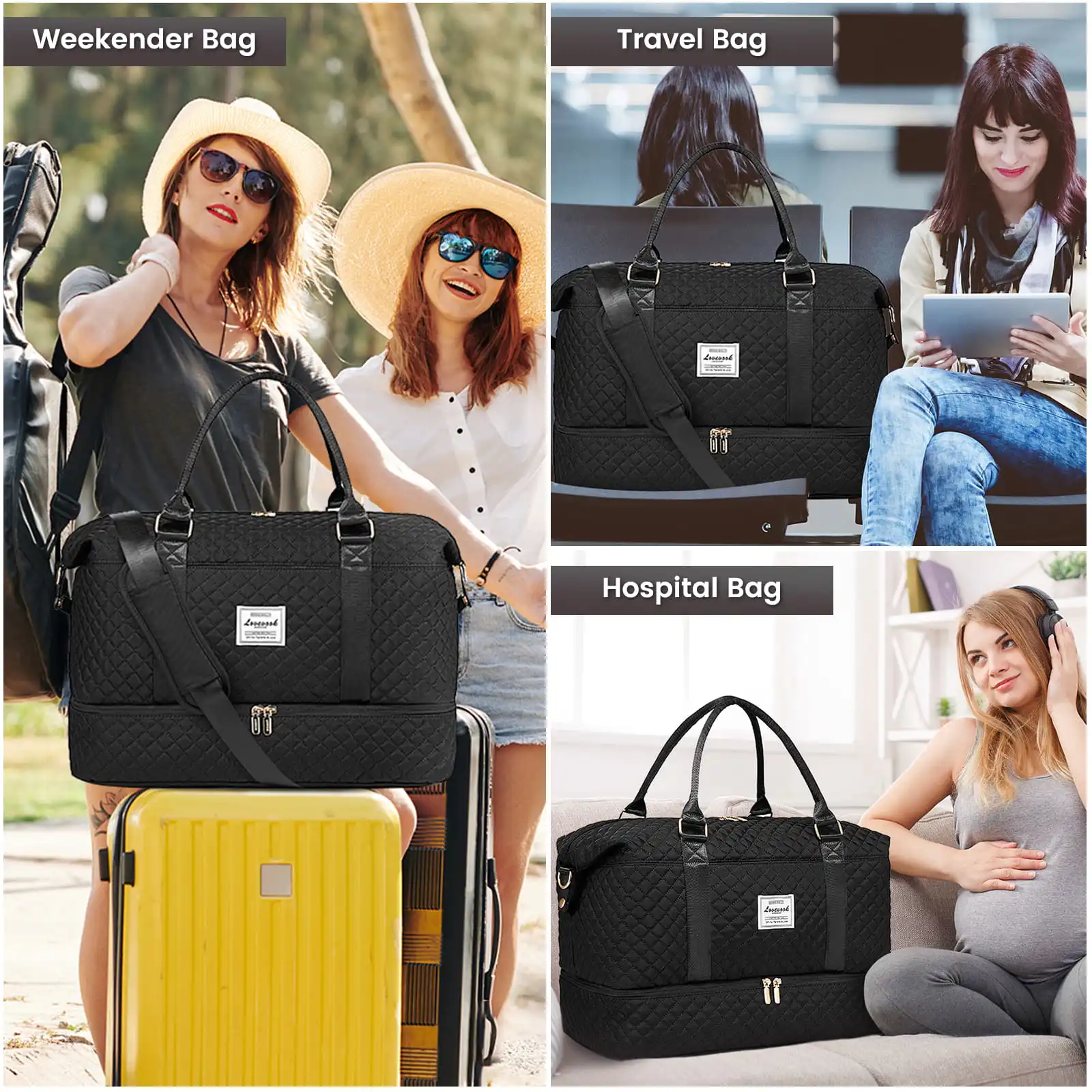 Σακ Βουαγιαζ με Θέση για Παπούτσια & Τσάντα Καλλυντικών Lovevook UB2062 black