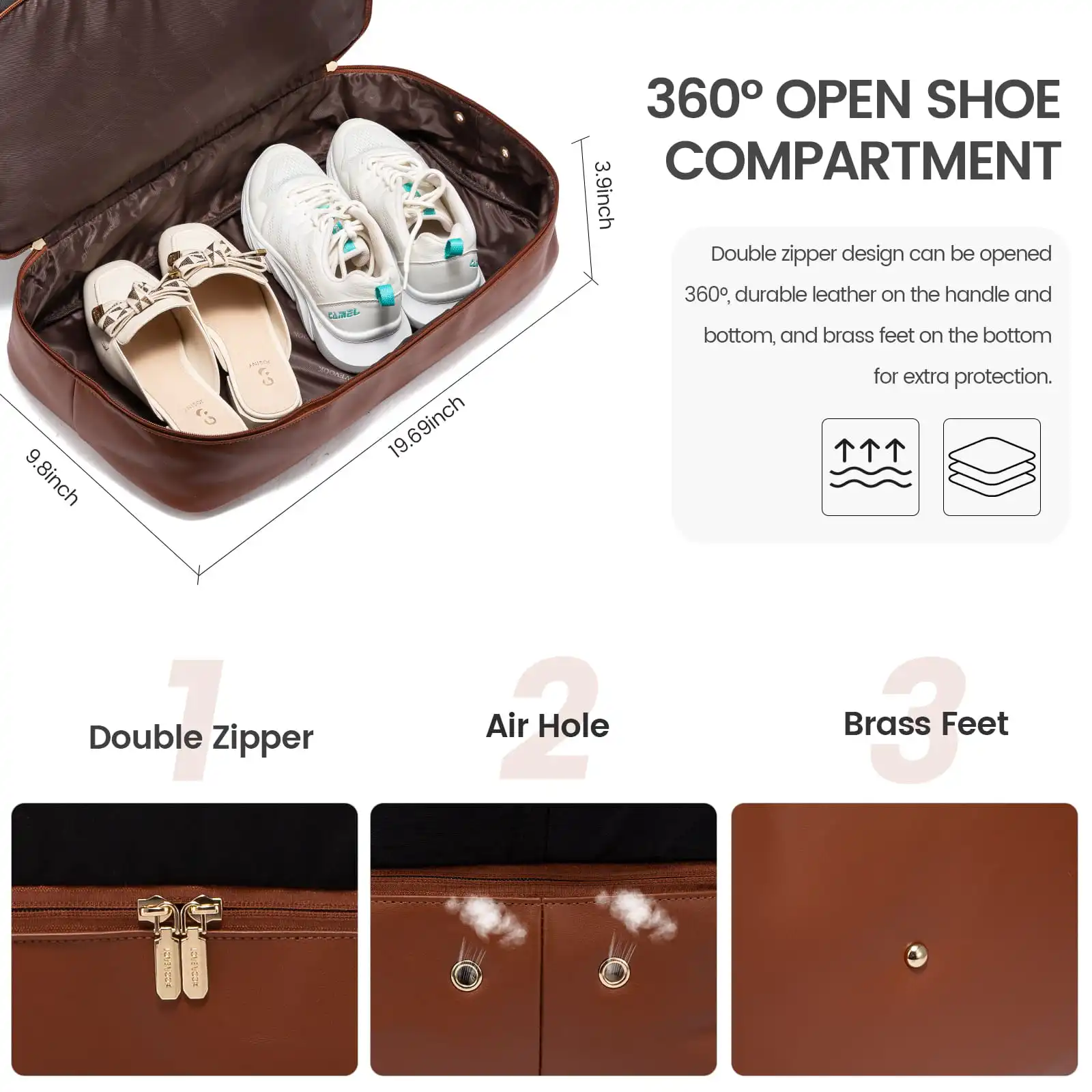 Σετ Σακ βουαγιαζ ταξιδιού γυναικείο με νεσεσέρ και τσάντα χειρός 56 L Lovevook UB2098 beige/black/brown