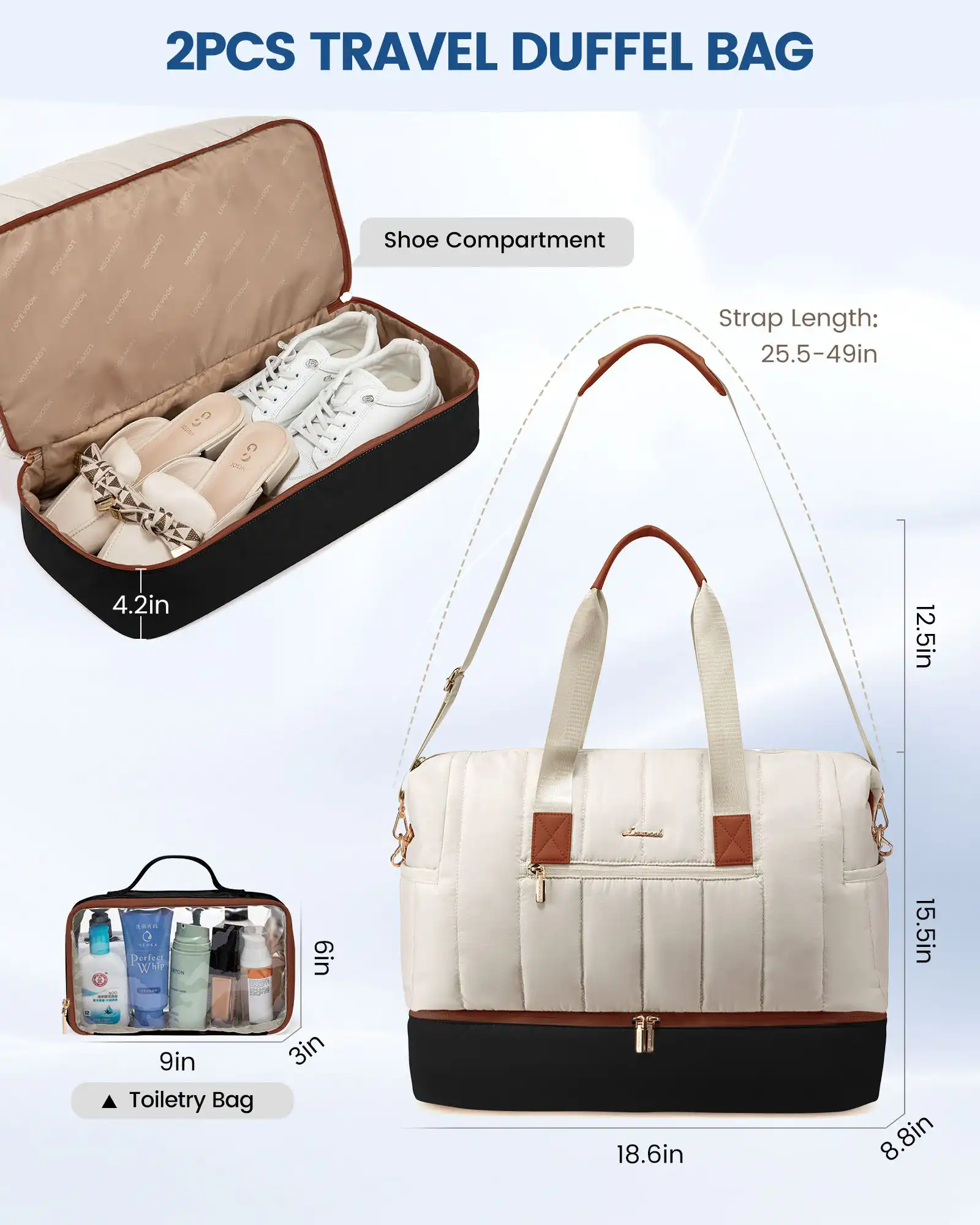 Σετ Σάκος ταξιδιού 35 L Lovevook UB3171 beige black